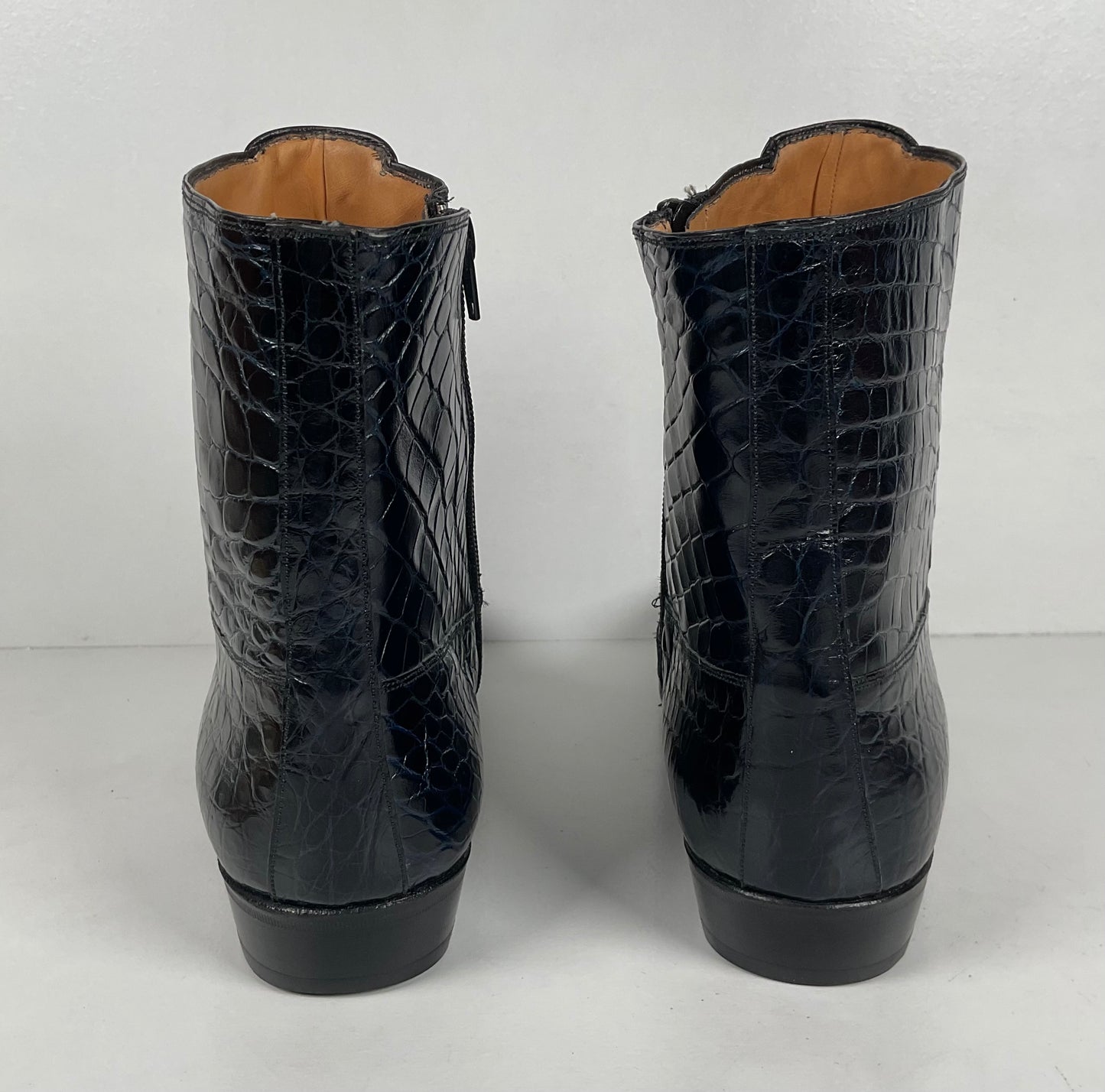 Mezlan for Avventura | Chelsea Zipper Boots | Dark Blue Crocodile | Men’s 10.5