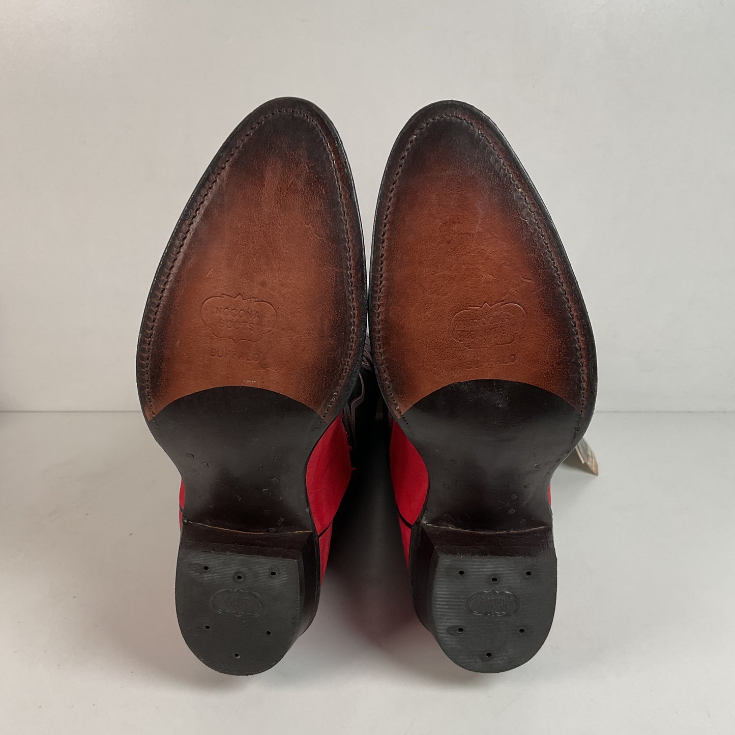 Vintage Nocona Red Water Buffalo Cowboy Boots 10 EE USA Made