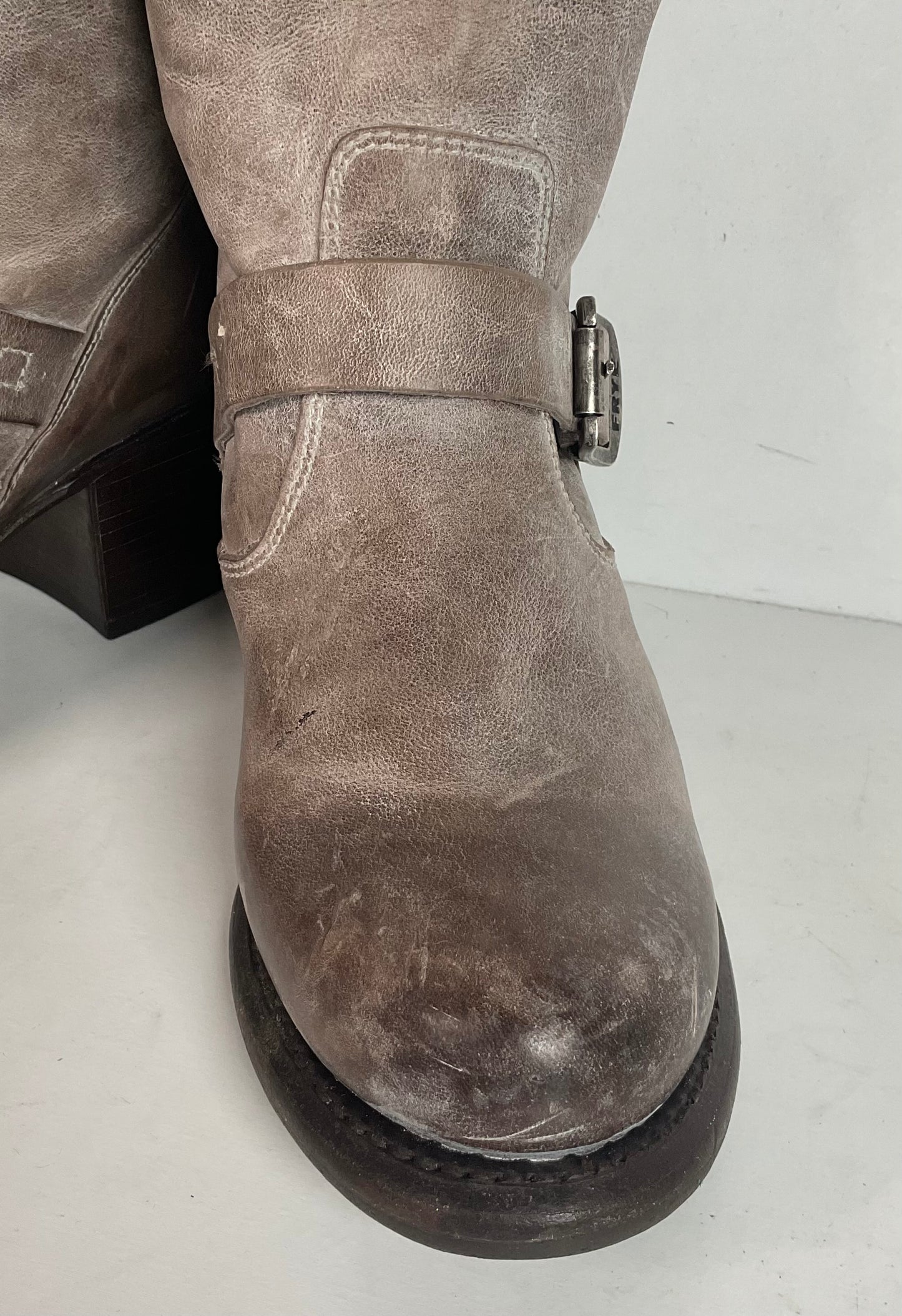 Frye Women’s Vera Slouch Boots 8 B Harness Style Retired Grey