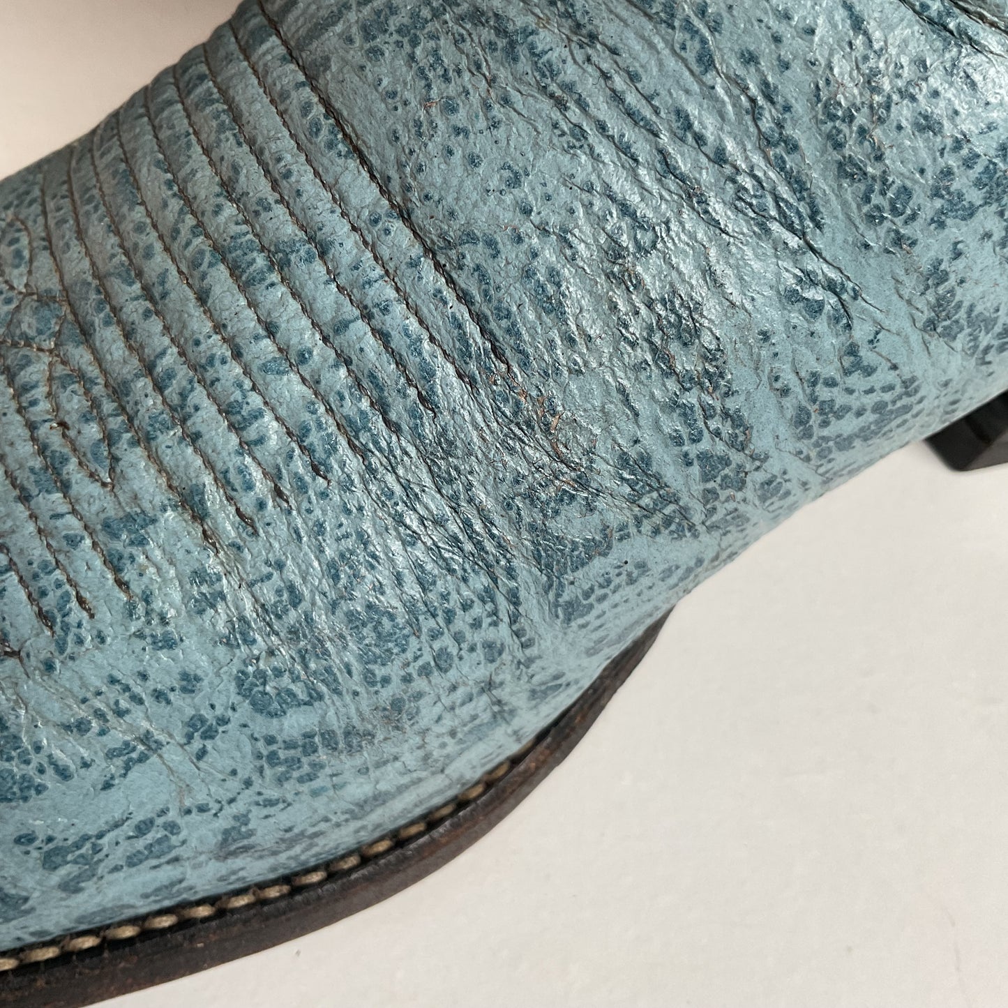 Vintage Tony Lama Blue Antelope Cowboy Boots 10.5 D Exotic Gold Label