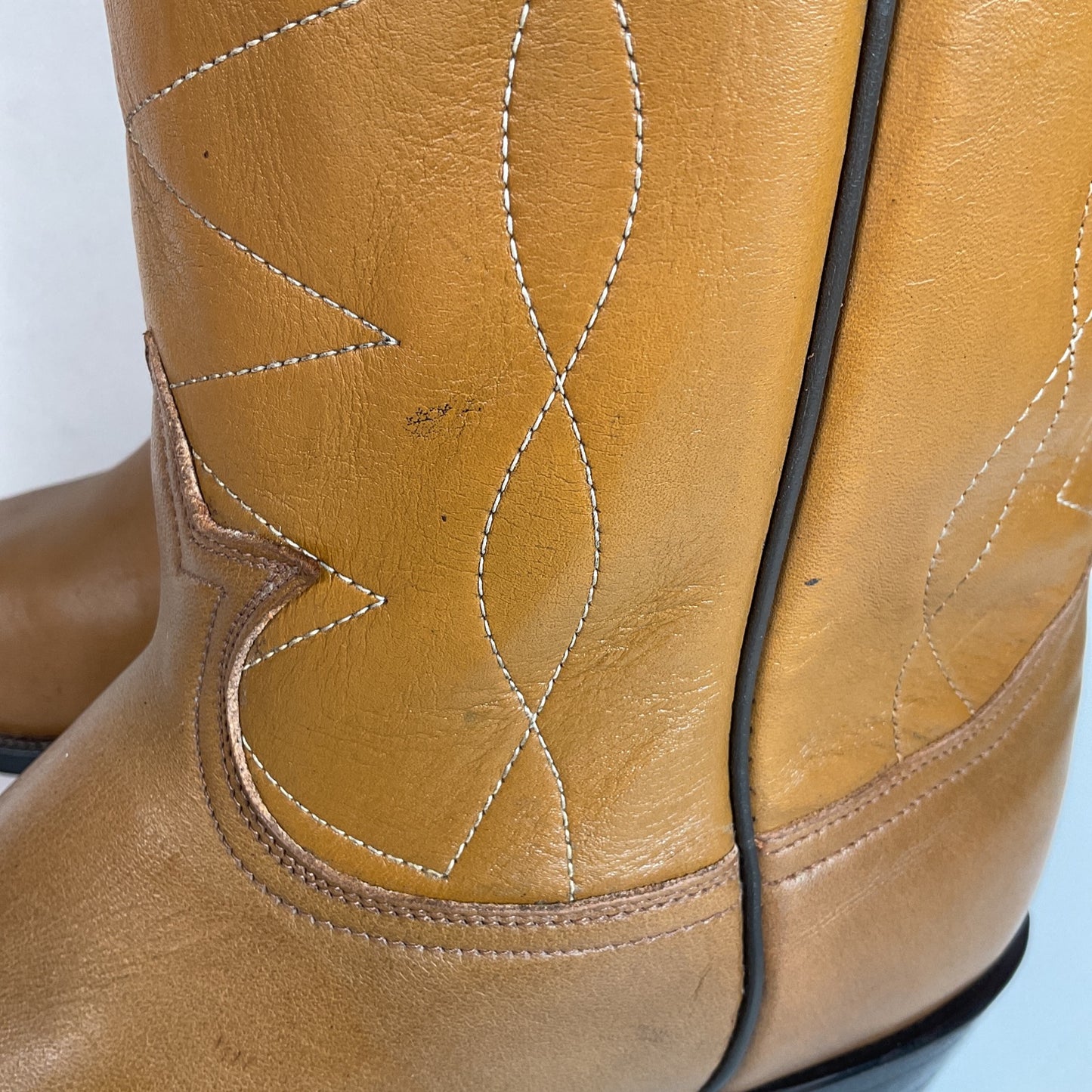 Vintage 1960s Tony Lama Gold Label Cowboy Boots 12 E Carmel Brown