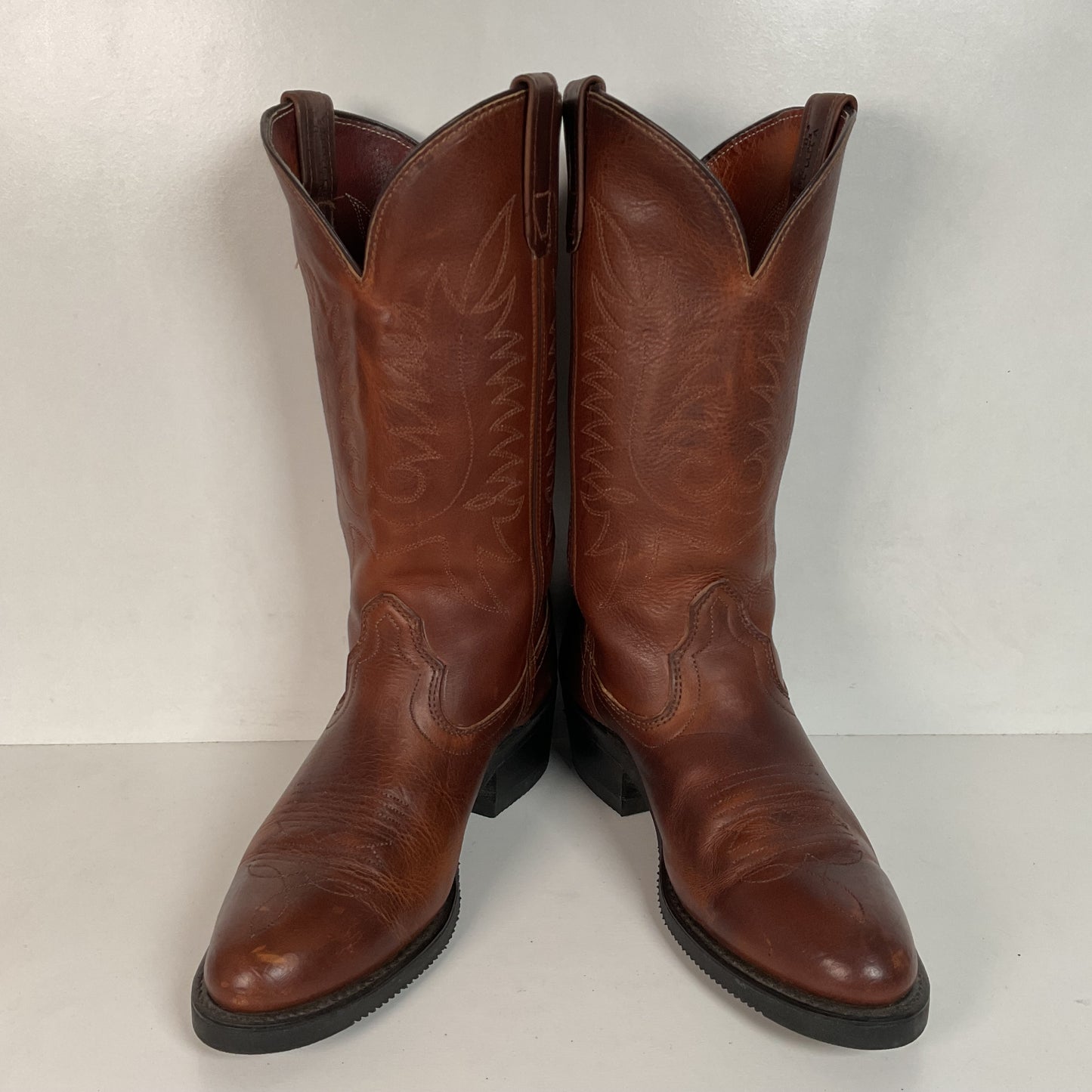PD Tuff Brown Pull On Work Boots 8 EE Union Made Western Soft Toe