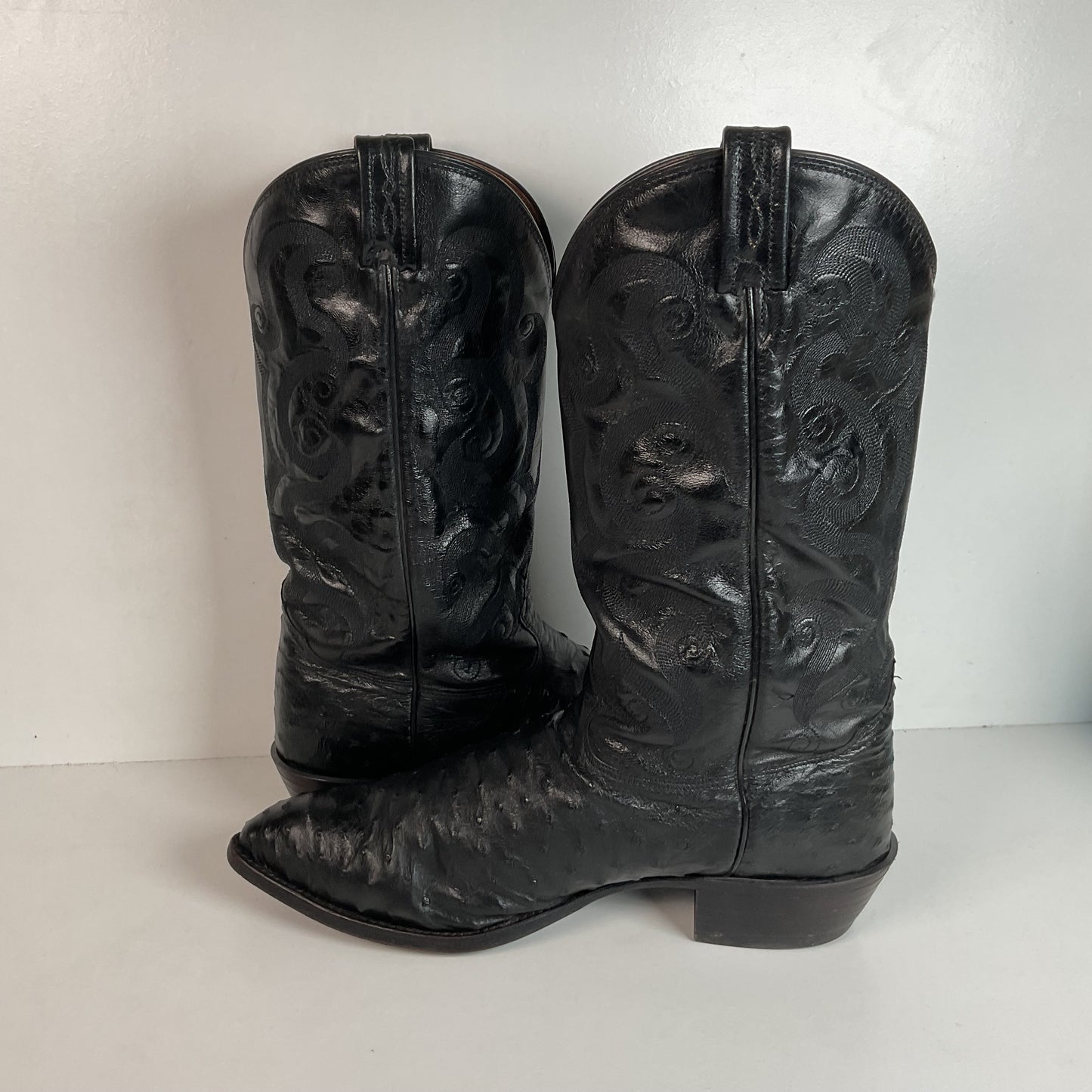 Tony Lama Full Ostrich Quill Cowboy Boots 13 D USA Made Exotic