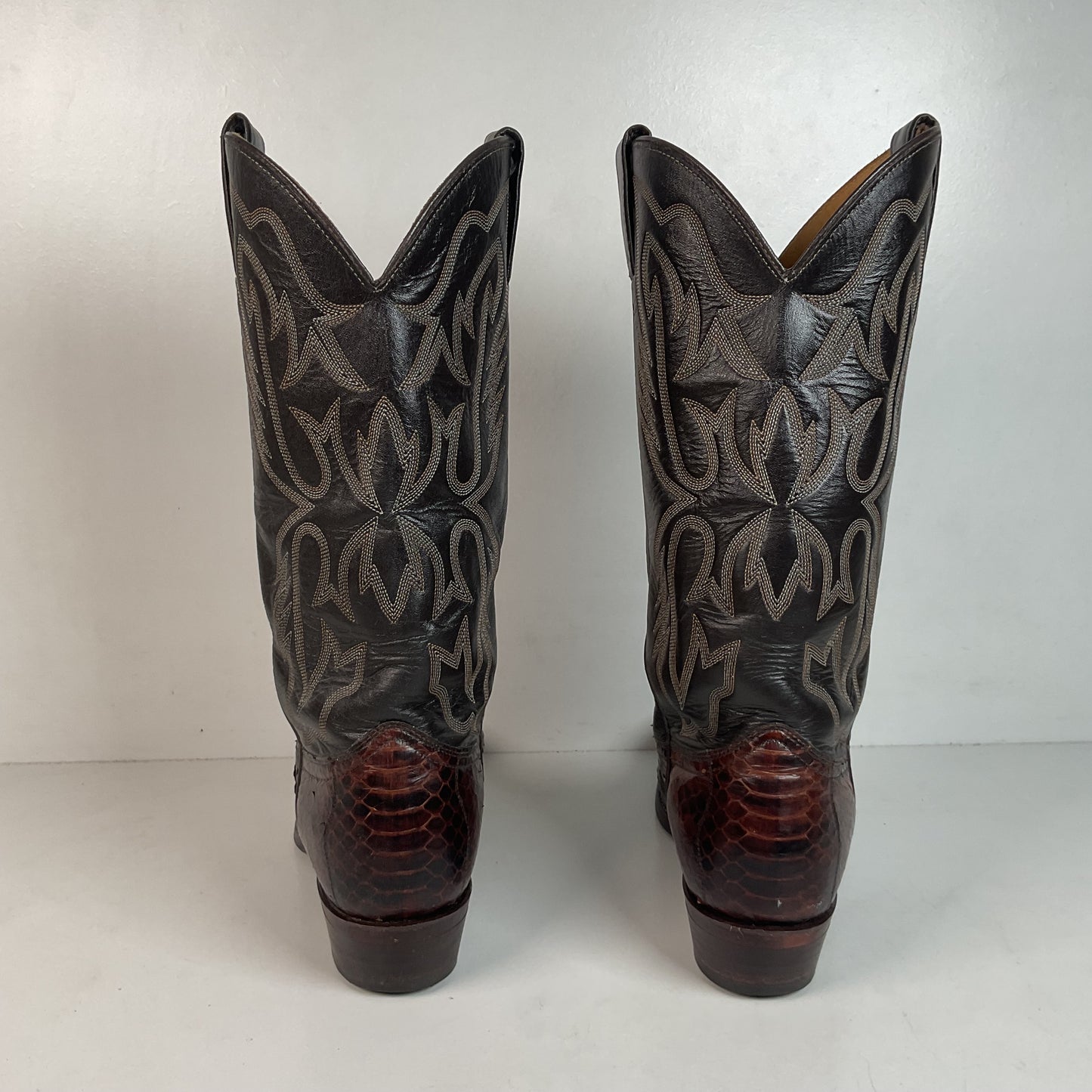 Vintage Texas Imperial Cowboy Boots 9.5 D Python Snakeskin Back Cut