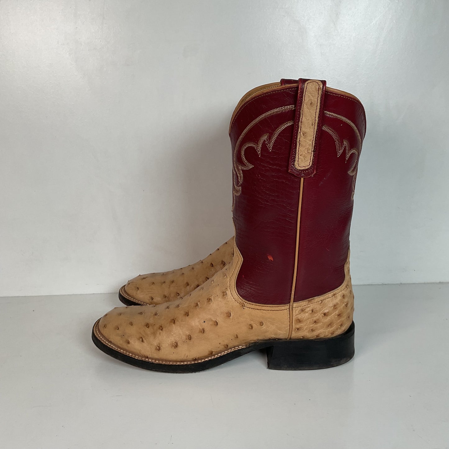 Anderson Bean Ostrich Quill Roper Boots Men’s 8 B | Women’s 9 Exotic USA Made