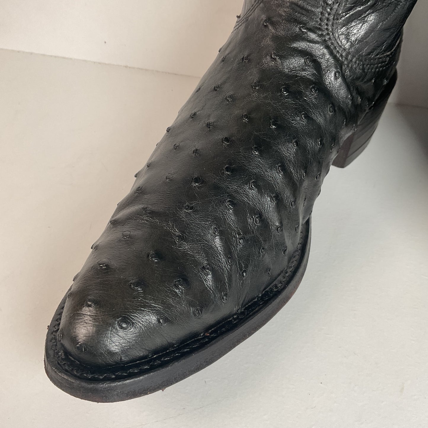 Vintage Nocona Black Ostrich Quill Cowboy Boots Men’s 11.5 B Exotic