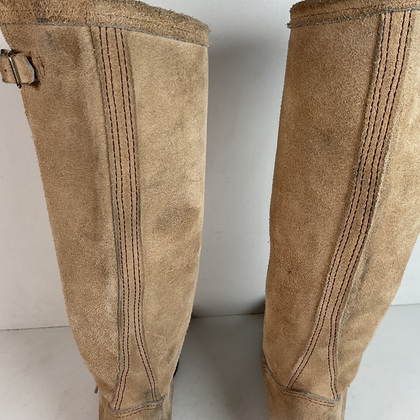 Vintage Georgia Tall Suede Harness Boots 9 M USA Made Soft Toe