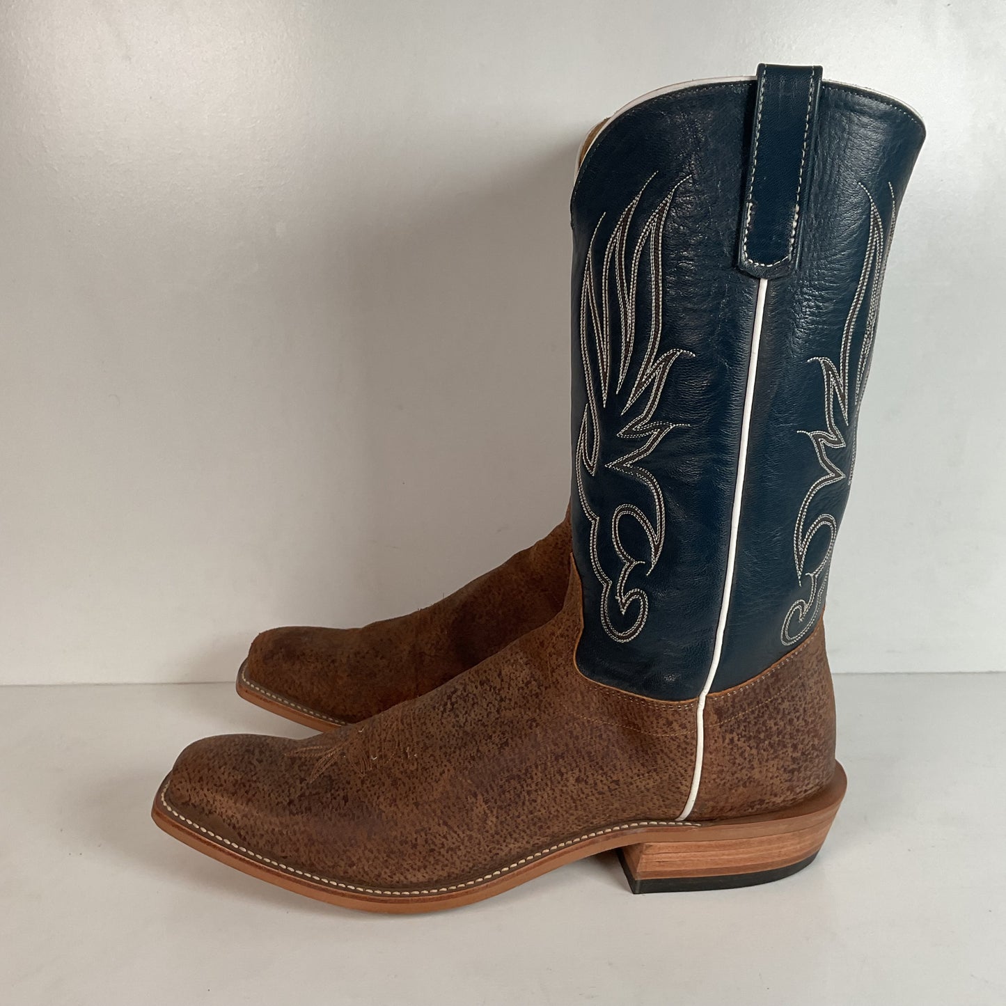 Olathe Pig Skin Suede Cowboy Boots 18 B (Narrow) Rough Out Custom
