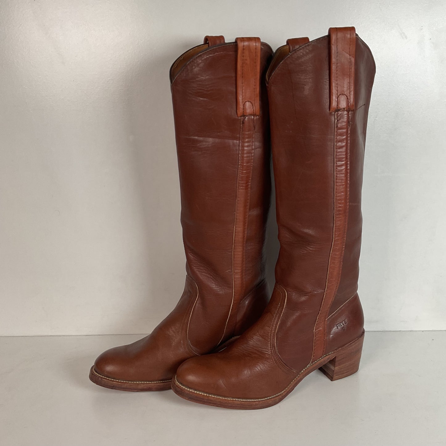Vintage Frye Sabrina Tall Campus Riding Boots 9 B USA Made Chunky