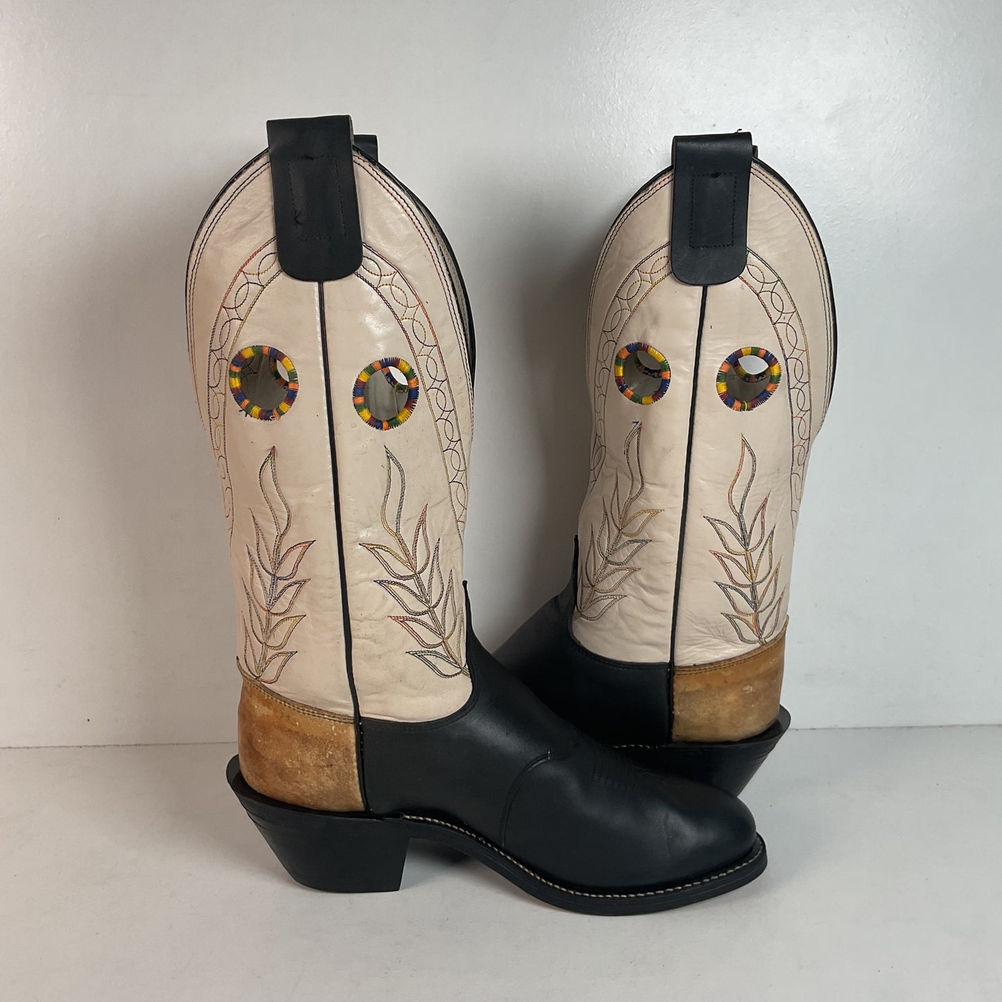 Olathe Rough Stock Cowboy Boots 10 D Black Mule Skin USA Made