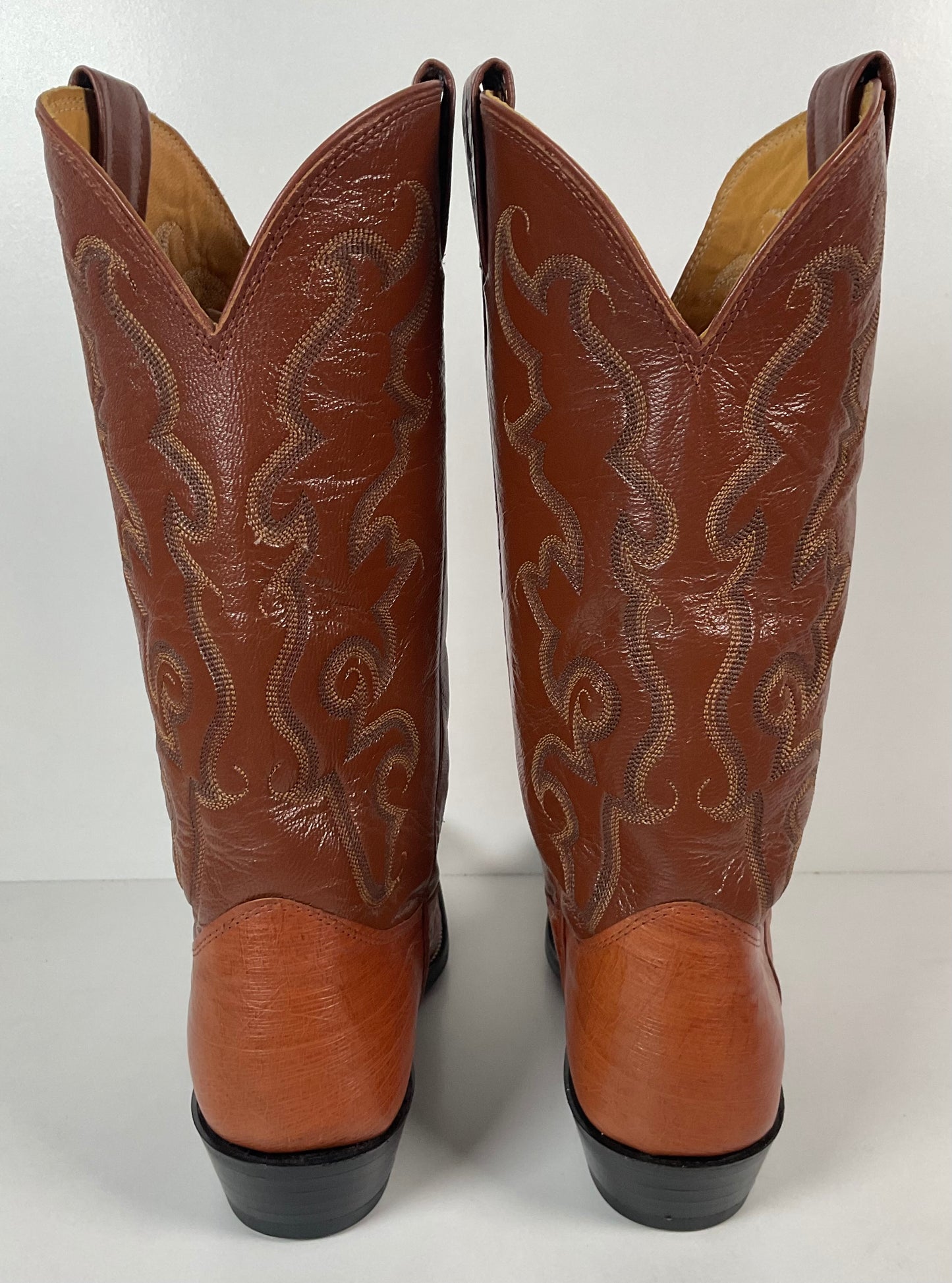 Vintage Nocona Exotic Smooth Ostrich Cowboy Boots Men’s 10.5 C Peanut Brittle
