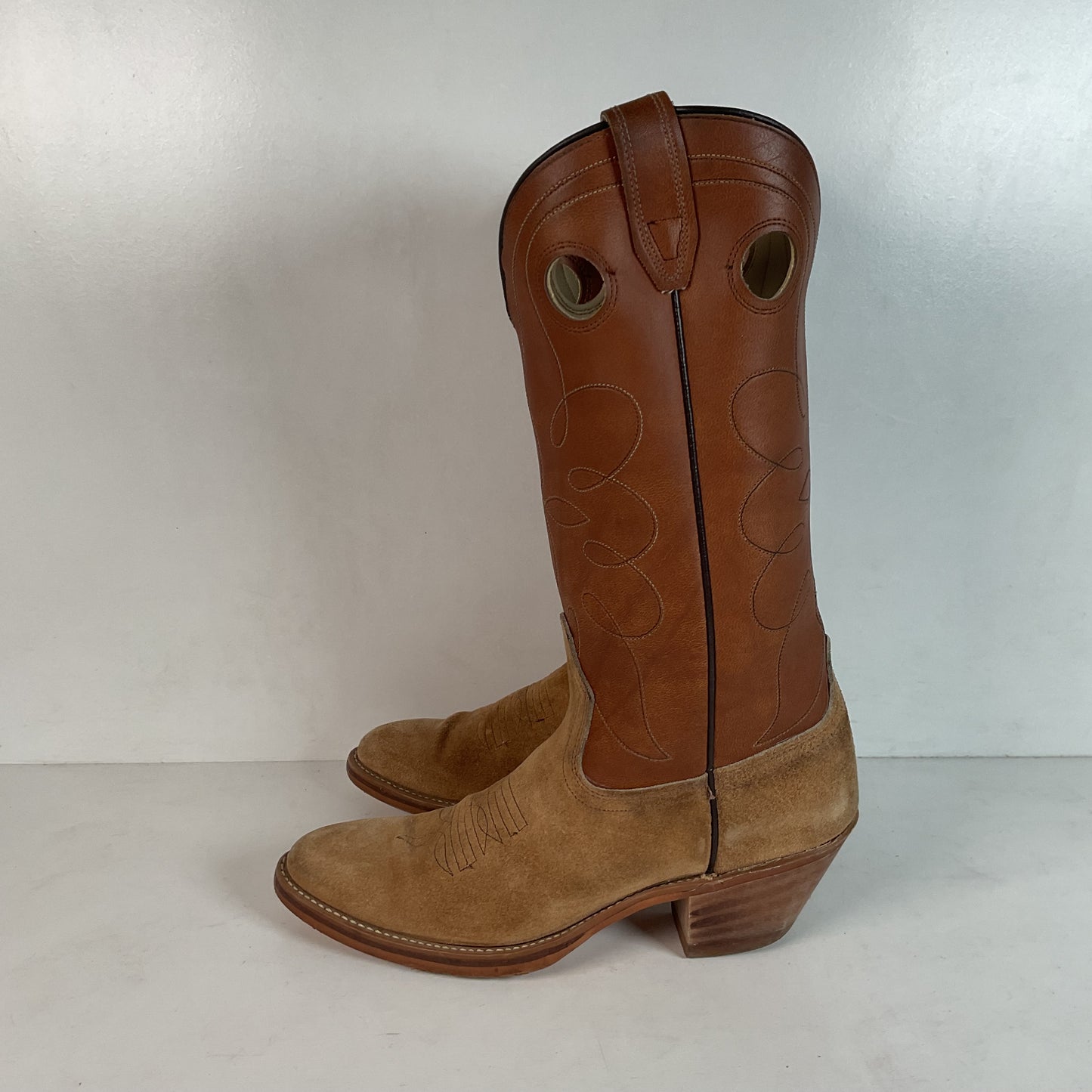 Vintage Dingo Acme Men’s Suede Rough Out Buckaroo Cowboy Boots 8 B USA Made
