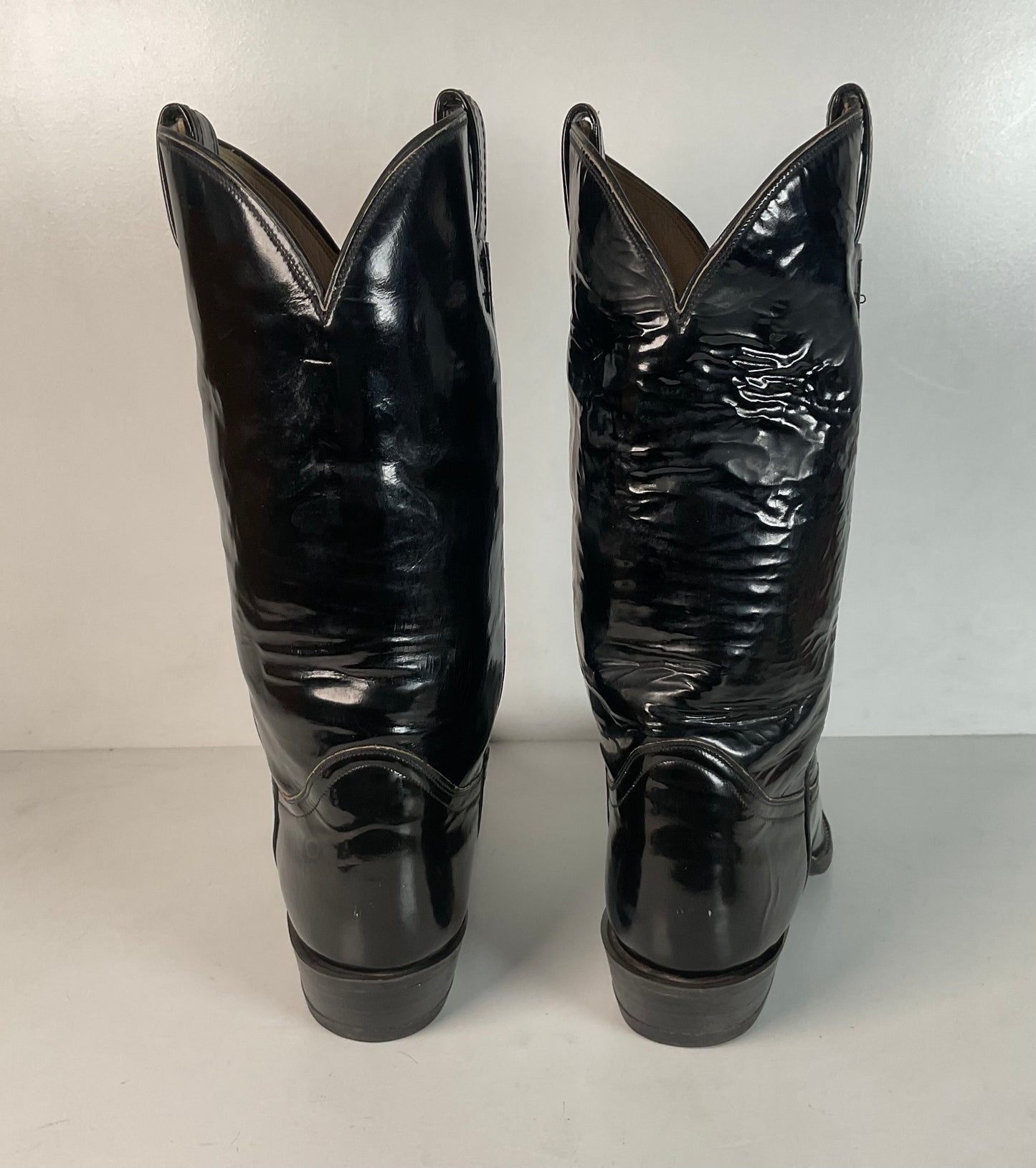 Late 1960s Tony Lama Patent Leather Cowboy Boots 10.5 D Glossy USA Made