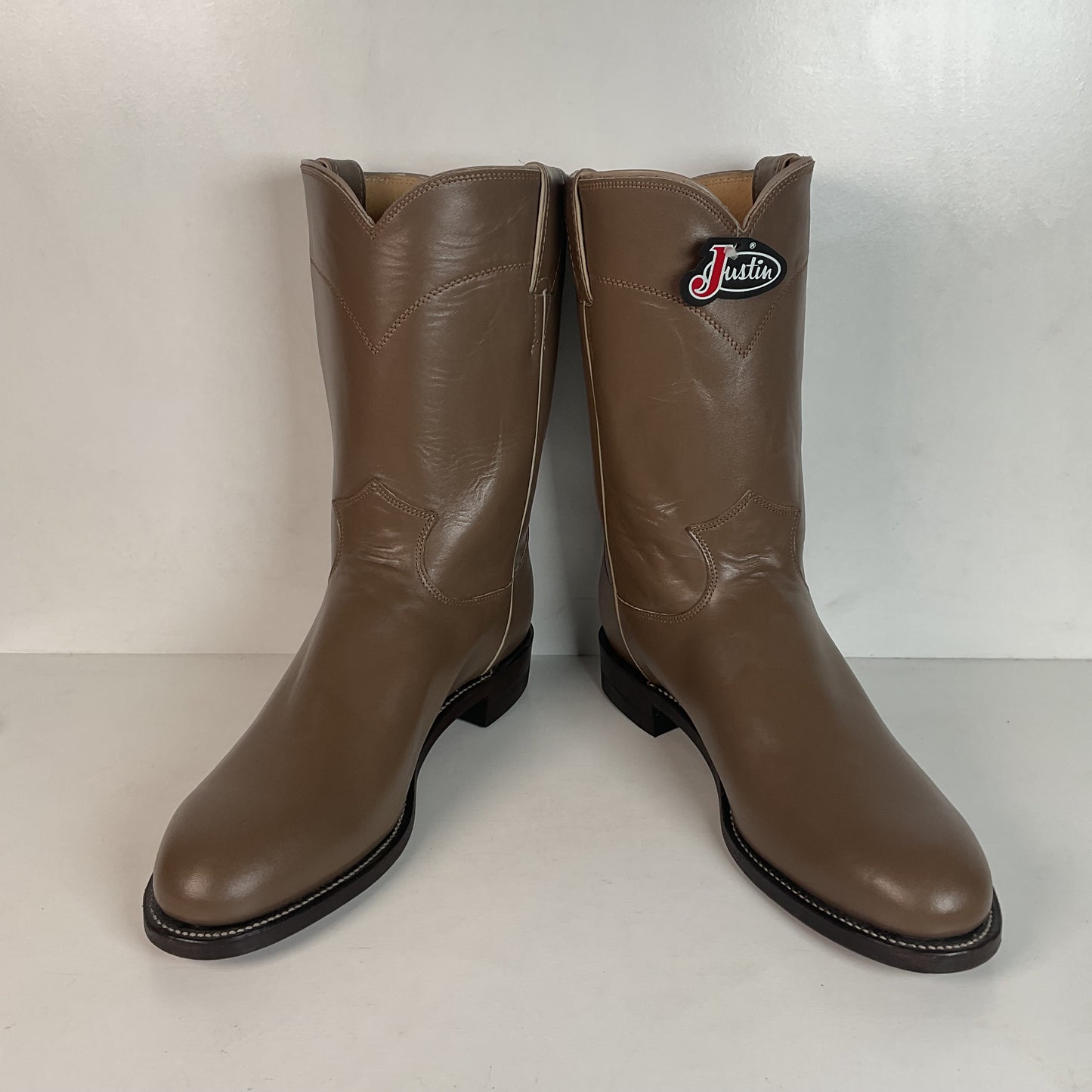 Justin Men’s Taupe Grey Roper Boots 9 D USA Made