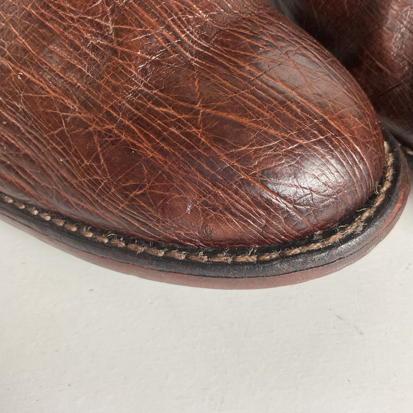 Vintage Larry Mahan Smooth Ostrich Roper Boots 12 D Exotic