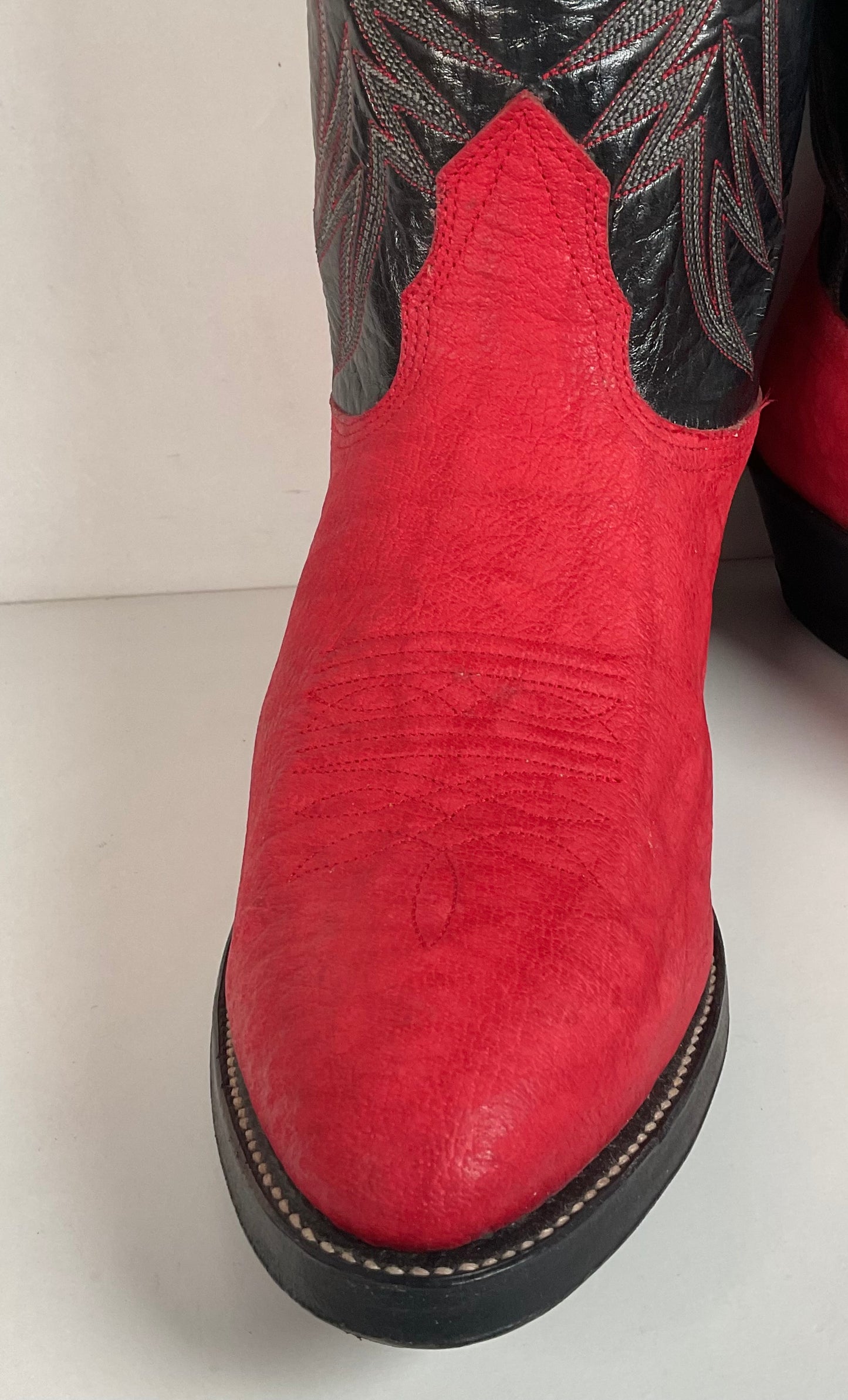 Vintage Nocona Red Water Buffalo Cowboy Boots 10 EE USA Made