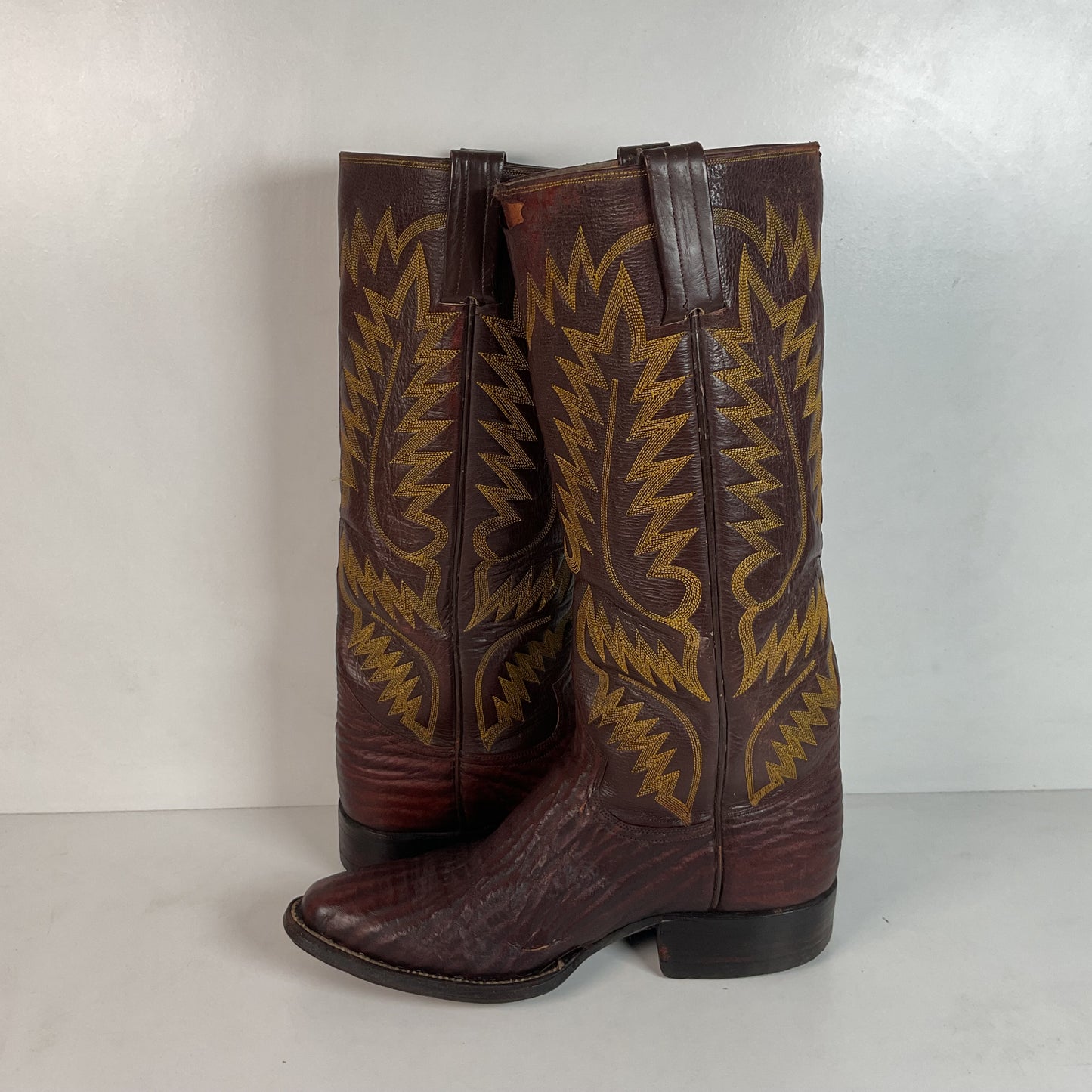 Vintage 1960s Stove Pipe Cowboy Boots 9-9.5 Exotic Shark Skin Custom Made