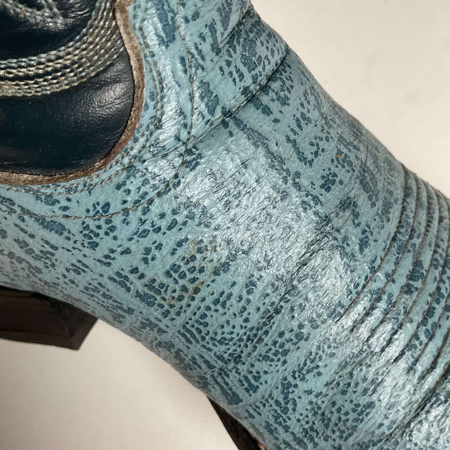 Vintage Tony Lama Blue Antelope Cowboy Boots 10.5 D Exotic Gold Label
