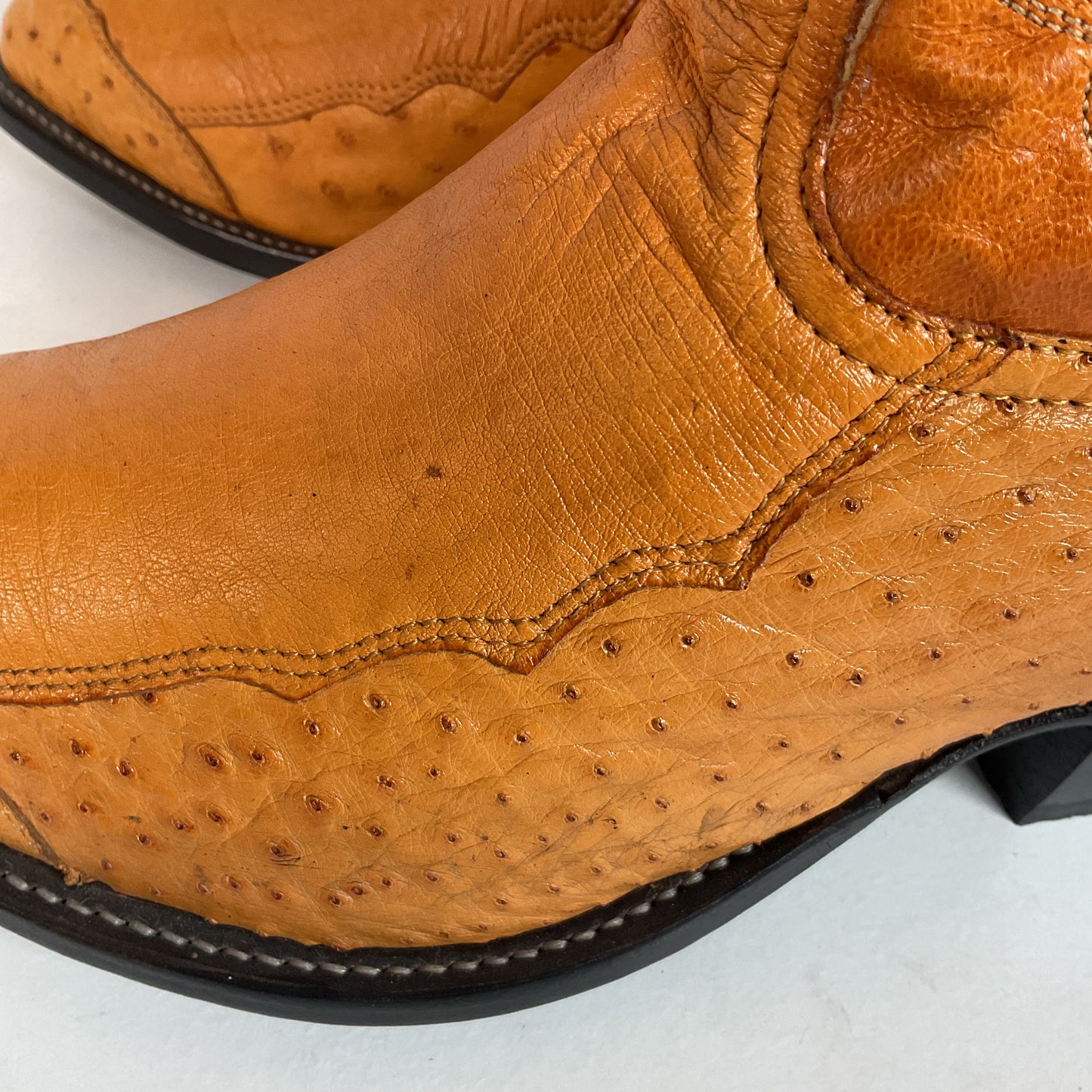 Tony Lama Butterscotch Ostrich Cowboy Boots 8 EE Exotic USA Made