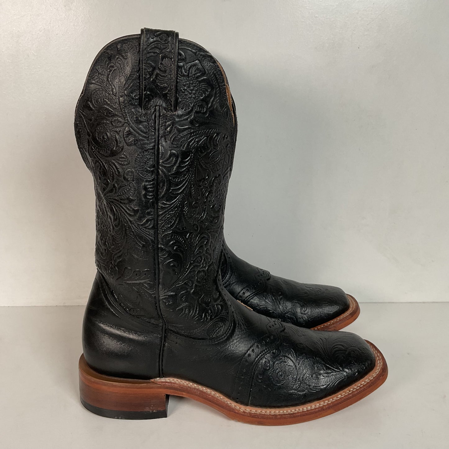Boulet Tooled Cowgirl Boots 8.5 C Slip Resistant Sole