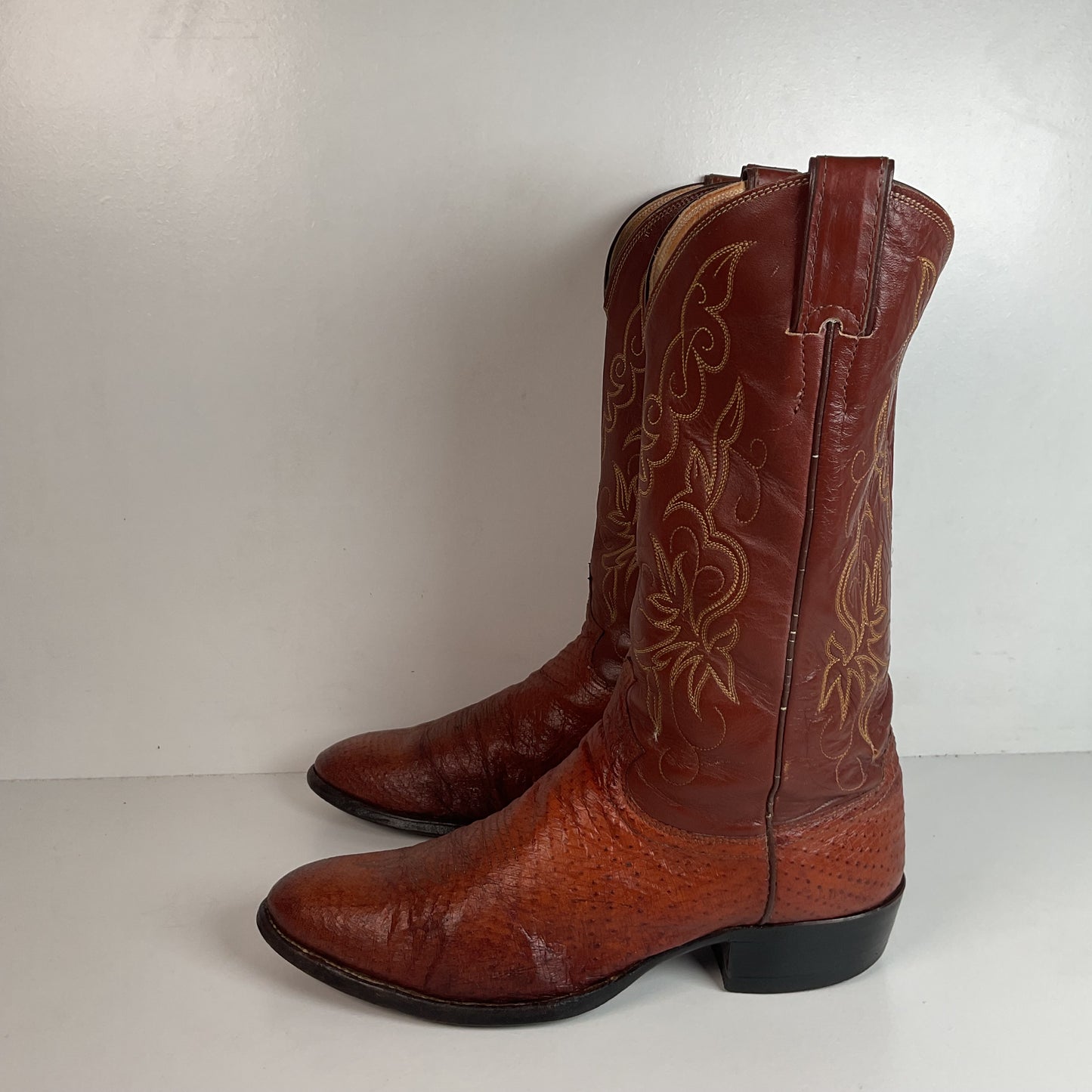 Vintage Justin Turkey Quill Cowboy Boots 9.5 D Gallapava