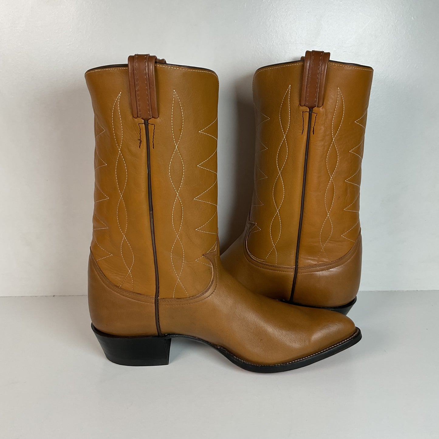 Vintage 1960s Tony Lama Gold Label Cowboy Boots 12 E Carmel Brown