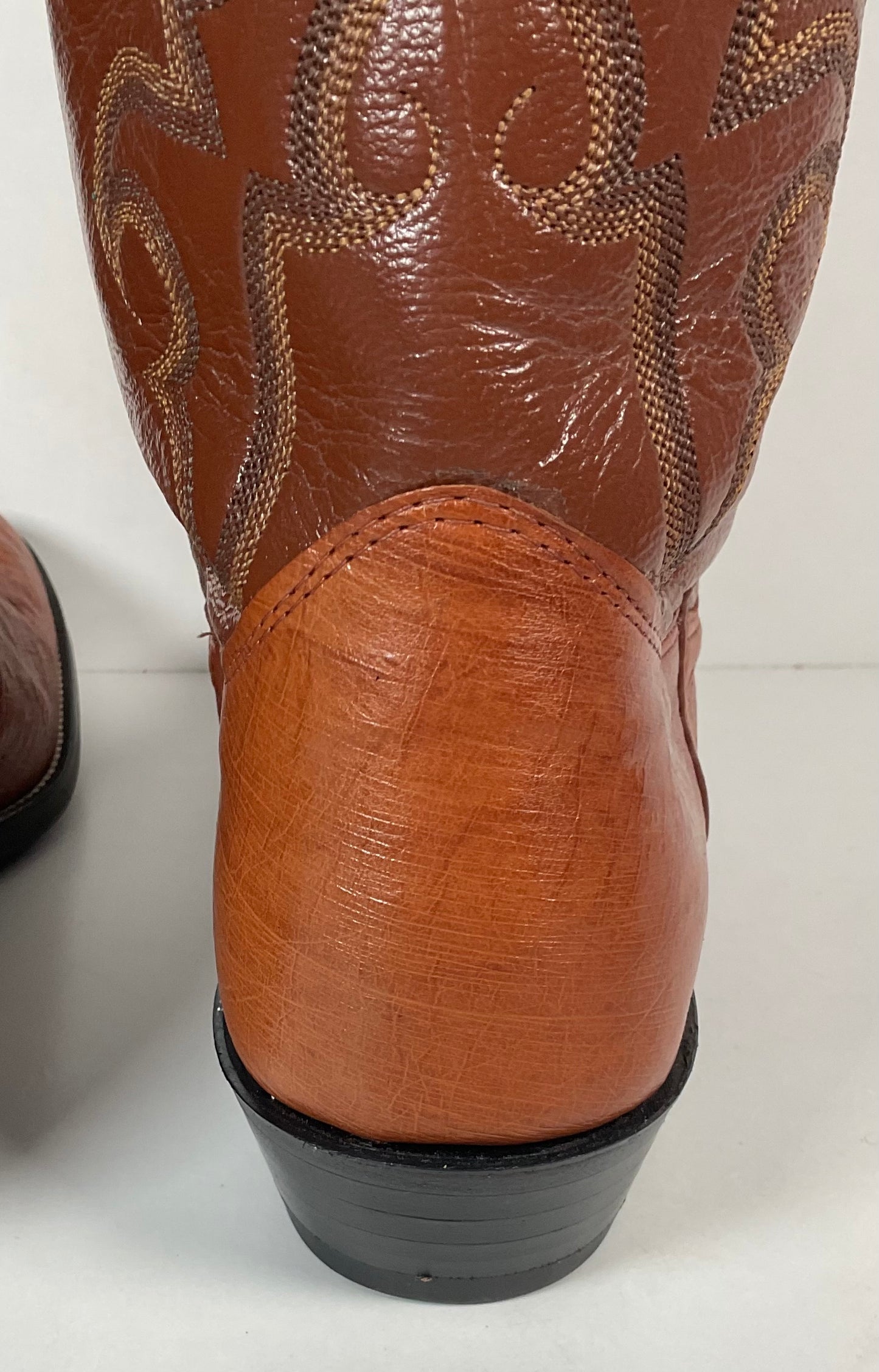 Vintage Nocona Exotic Smooth Ostrich Cowboy Boots Men’s 10.5 C Peanut Brittle