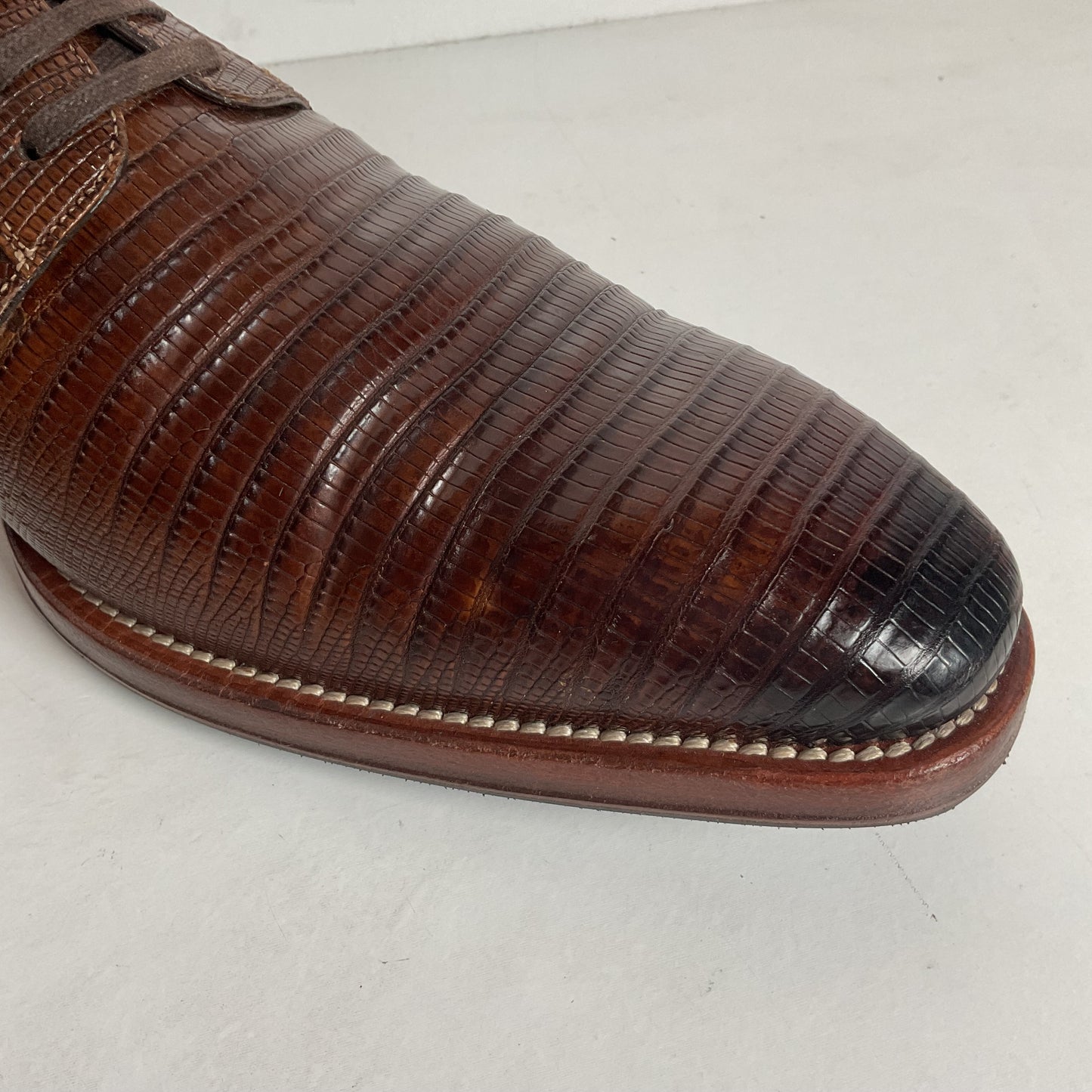 Mezlan Brown Teju Lizard Derby Shoes Brown 9 M Recrafted