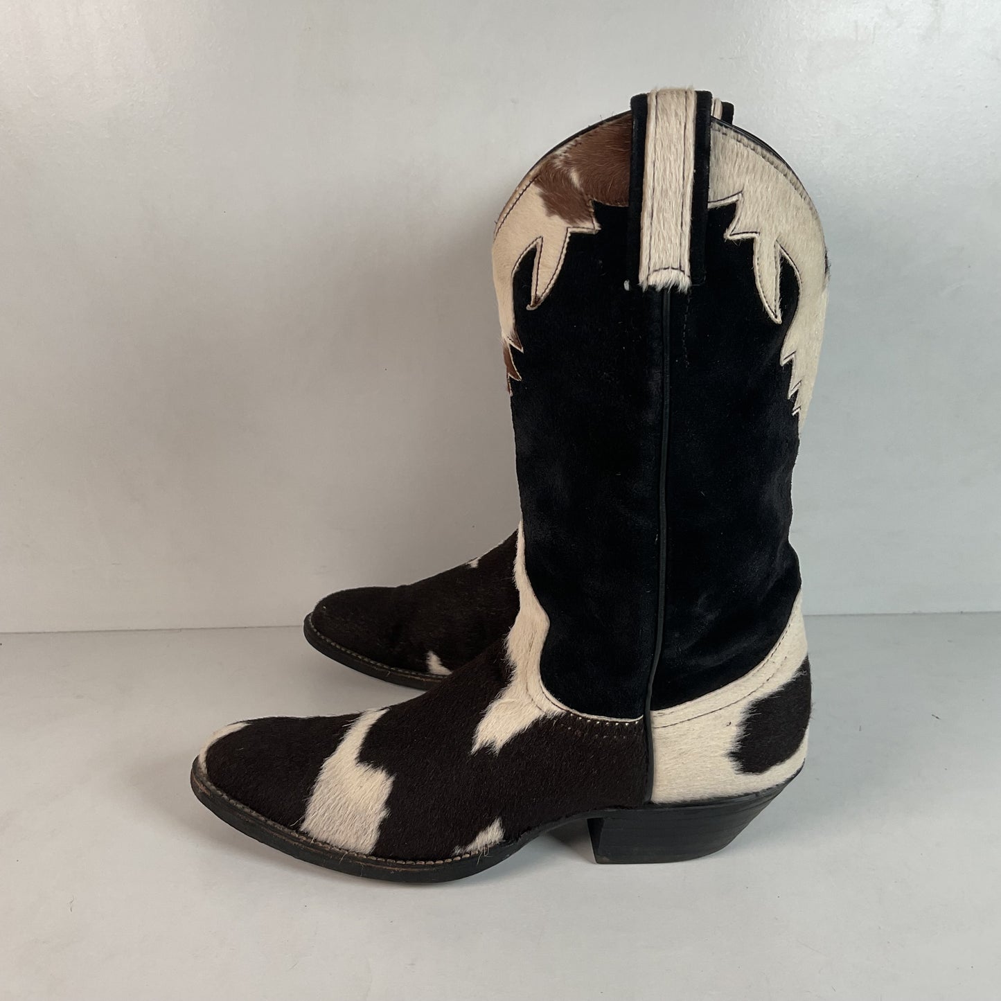 Vintage Larry Mahan Cow Hair Cowgirl Pony Boots 8 B