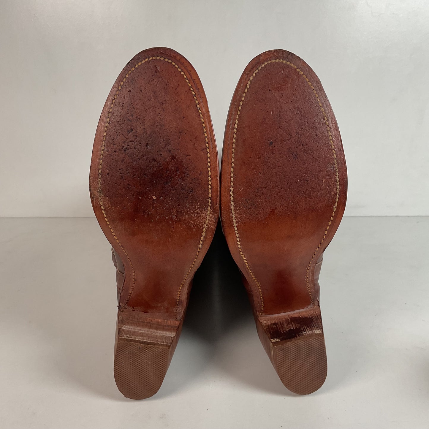Vintage Frye Sabrina Tall Campus Riding Boots 9 B USA Made Chunky
