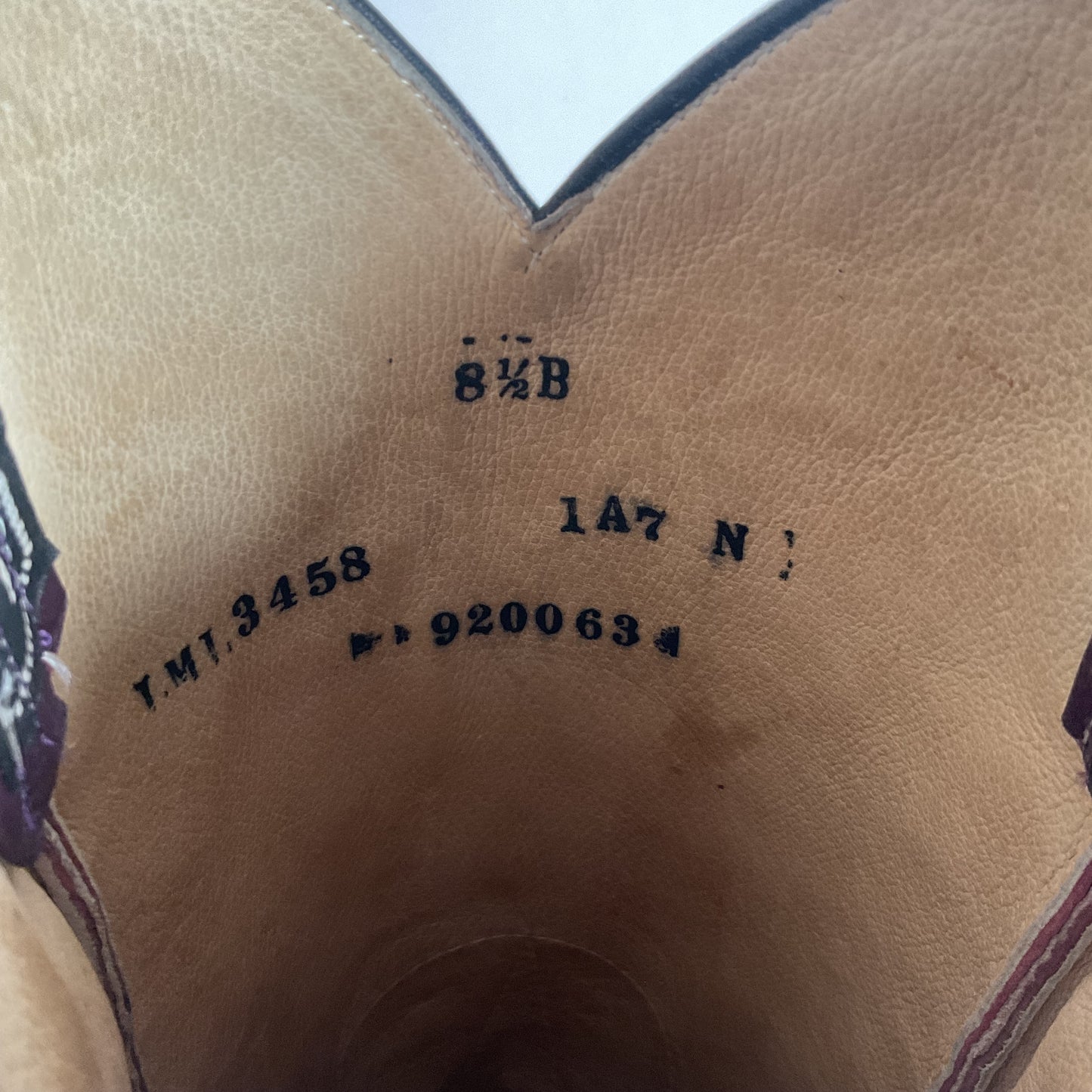 Vintage Larry Mahan Tall Purple Cowgirl Boots 8.5 B USA Made Lizard Teju