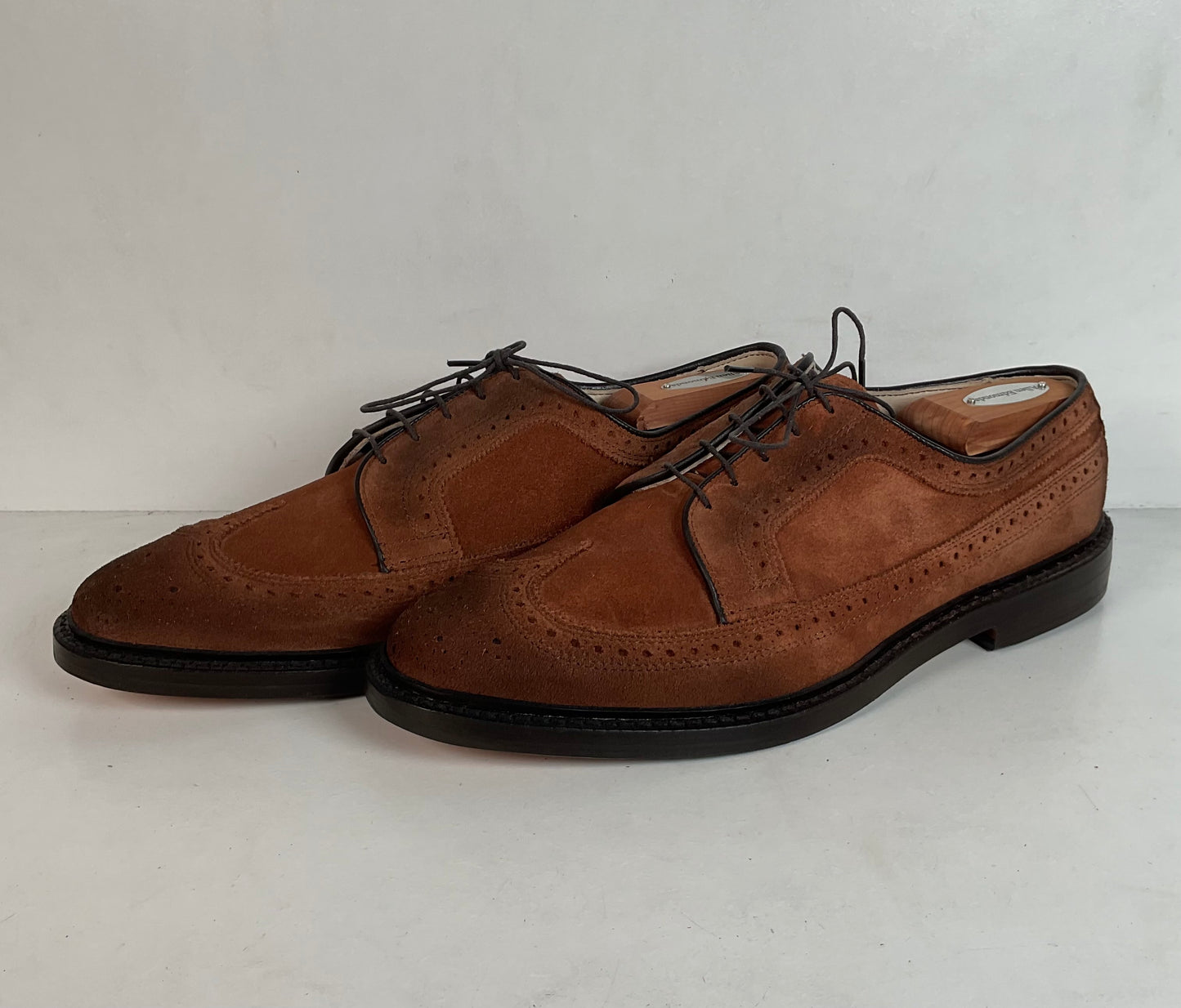 Vintage Allen Edmonds Suede Derby Shoes 11 D Long Wing Gunboat