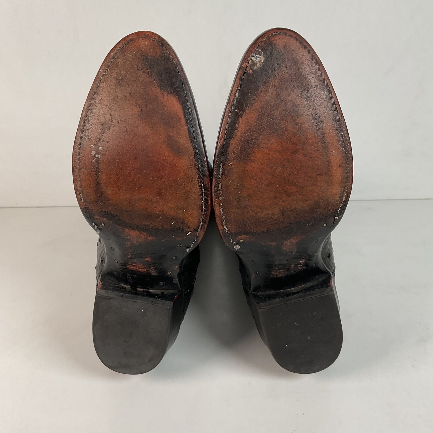 Larry Mahan Black Full Quill Ostrich Cowboy Boots 8 E USA Made