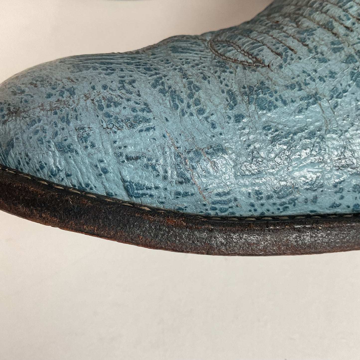 Vintage Tony Lama Blue Antelope Cowboy Boots 10.5 D Exotic Gold Label