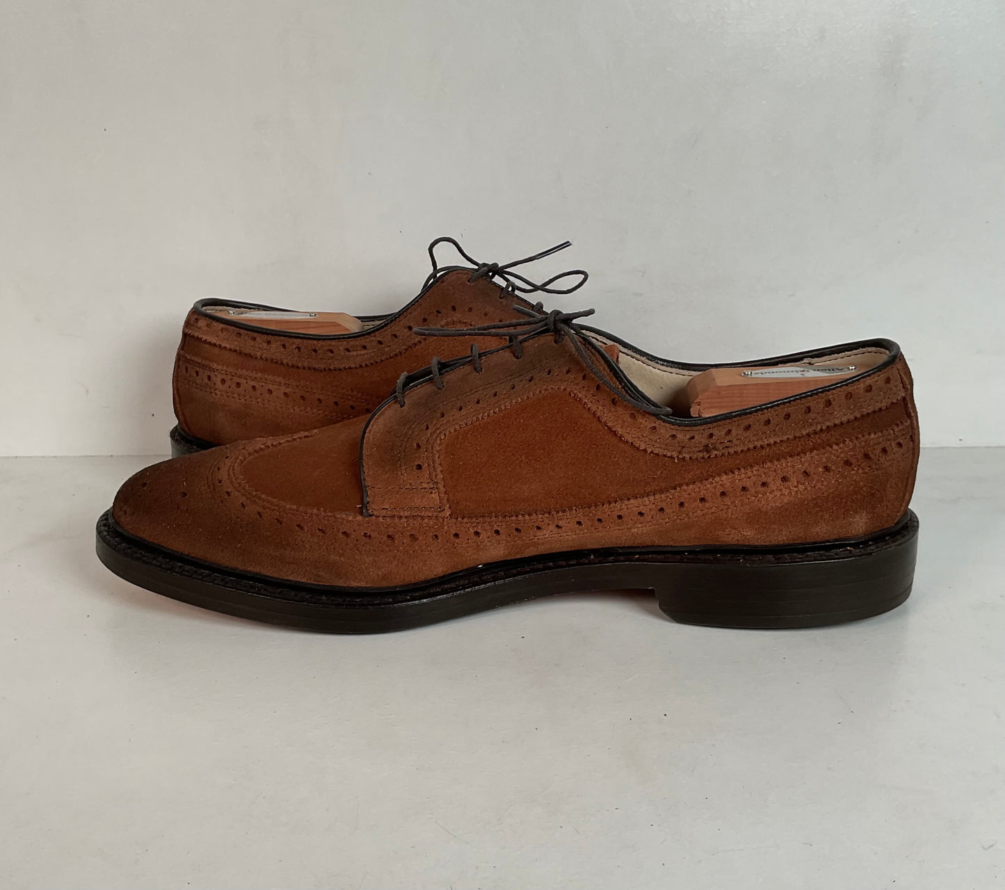 Vintage Allen Edmonds Suede Derby Shoes 11 D Long Wing Gunboat