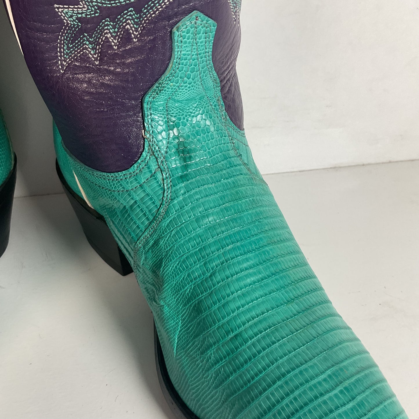 Dan Post Turquoise Cowgirl Boots 6 M Teju Lizard Vamp