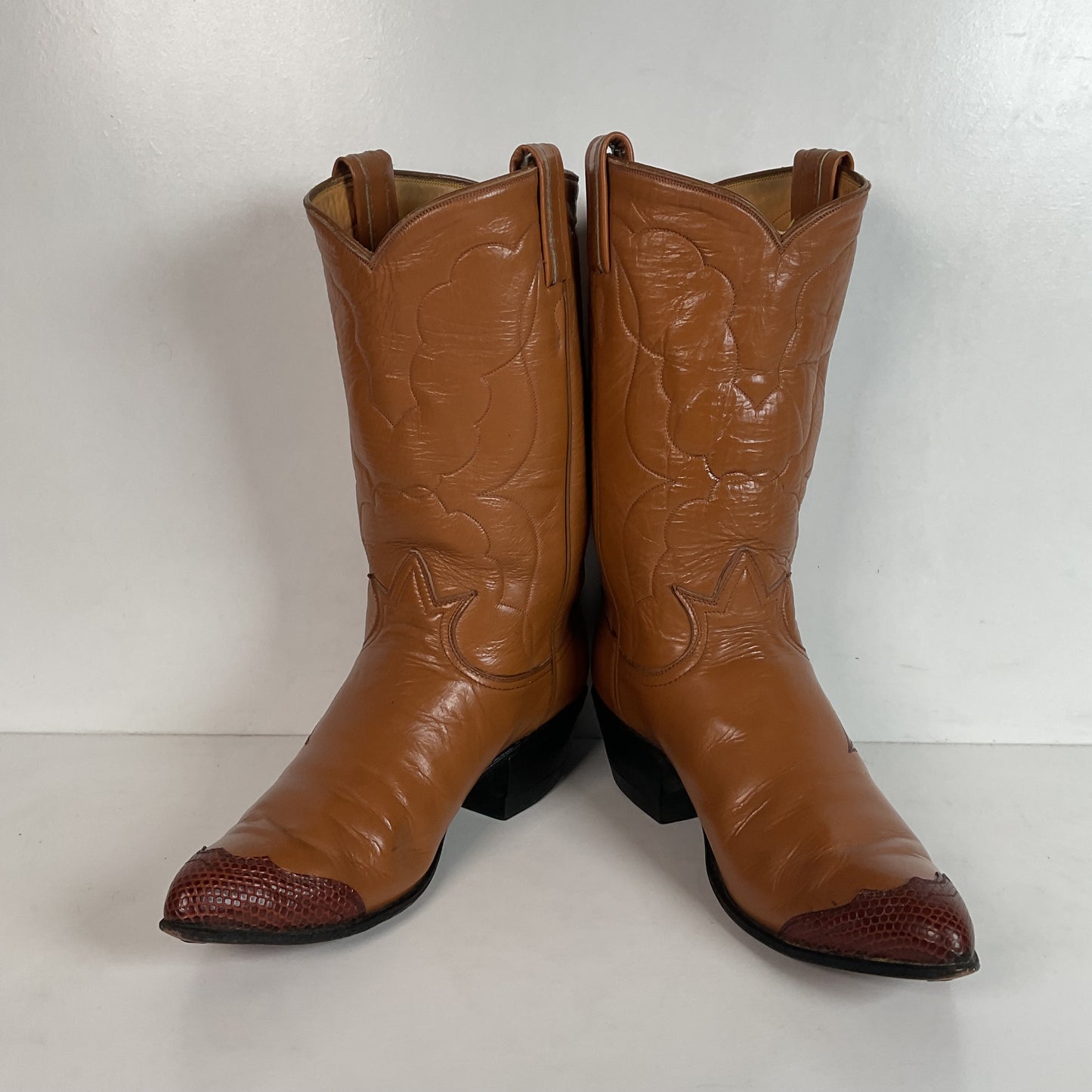 Vintage Tony Lama Lizard Wingtip Cowgirl Boots 7 A Black Label