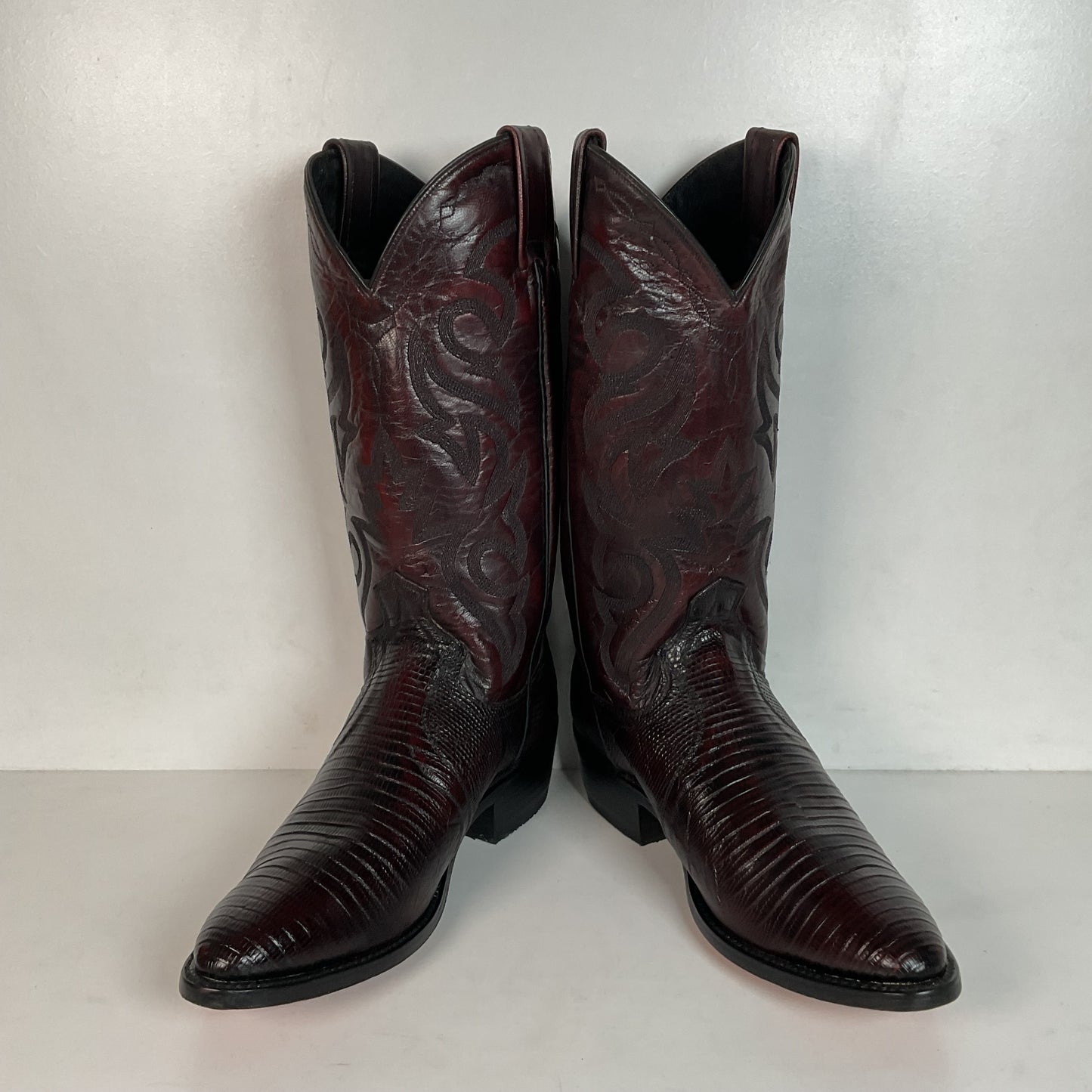 Dan Post Black Cherry Teju Lizard Cowboy Boots 8 D