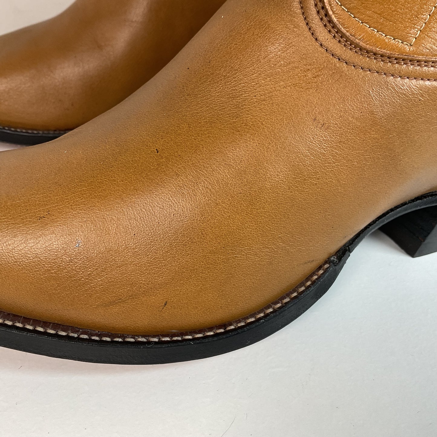 Vintage 1960s Tony Lama Gold Label Cowboy Boots 12 E Carmel Brown