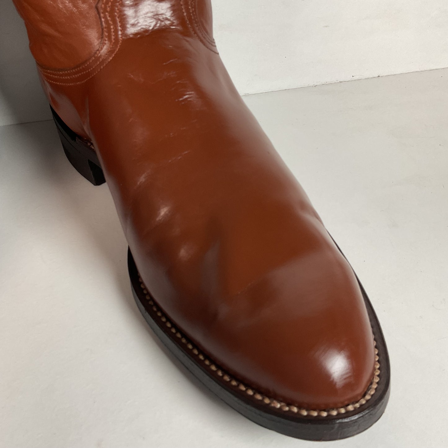 Vintage Nocona Brown Leather Roper Boots 8.5 E USA Made Western 60s 70s