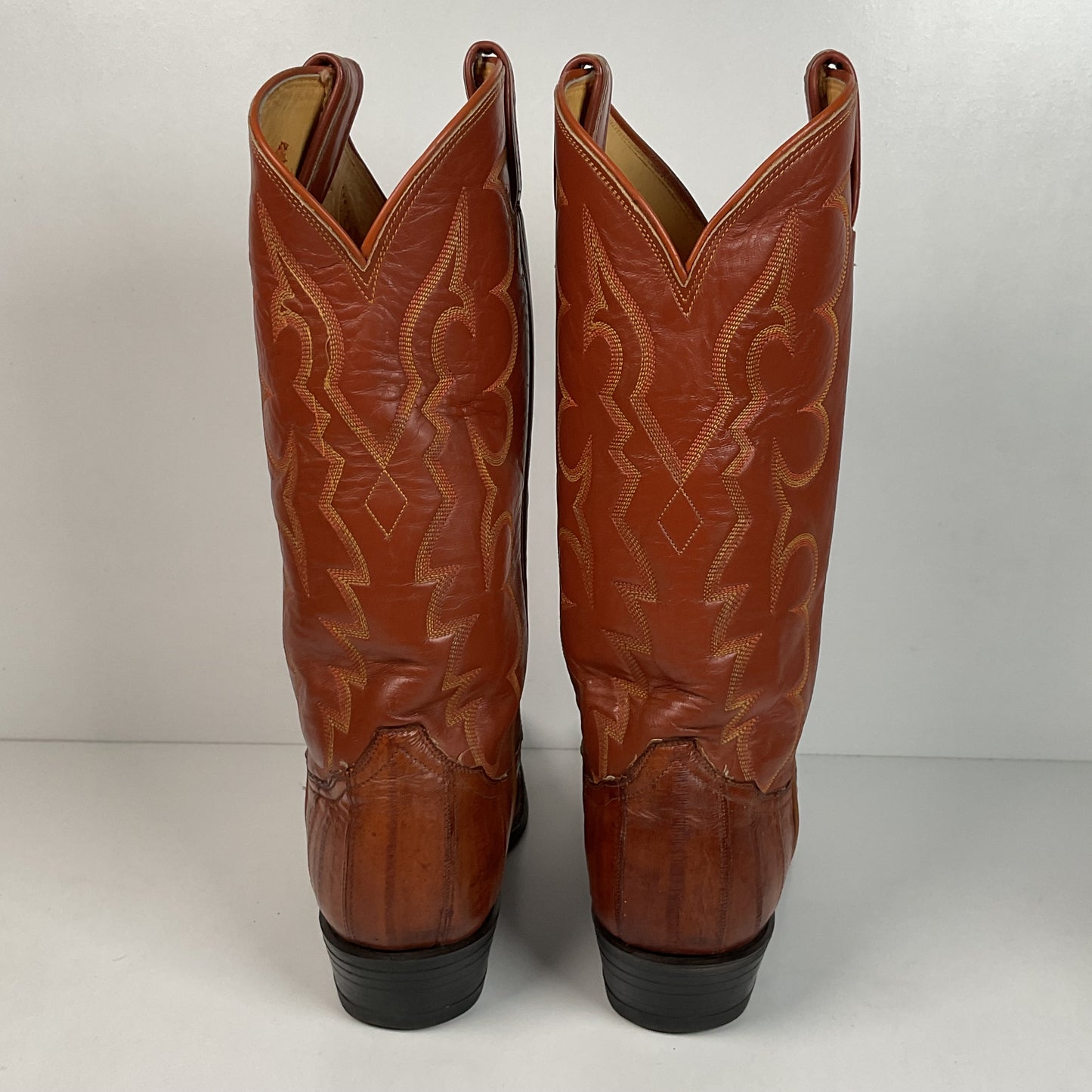 Vintage Tony Lama Eel Skin Cowboy Boots 8.5 D Gold Label Exotic
