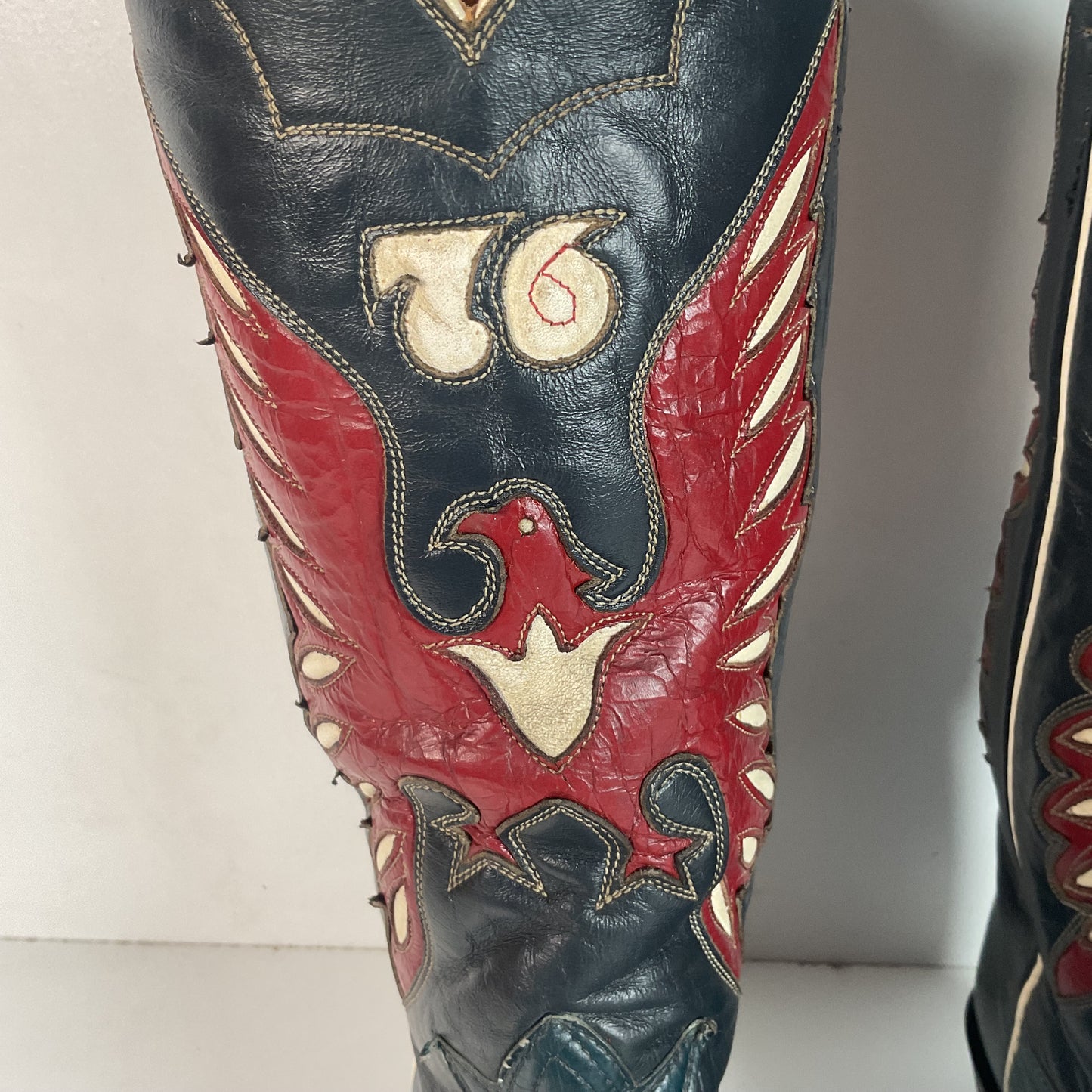 Vintage Tony Lama Bicentennial Thunderbird Cowboy Boots 10 D Gold Label 1776 Walrus Wingtip