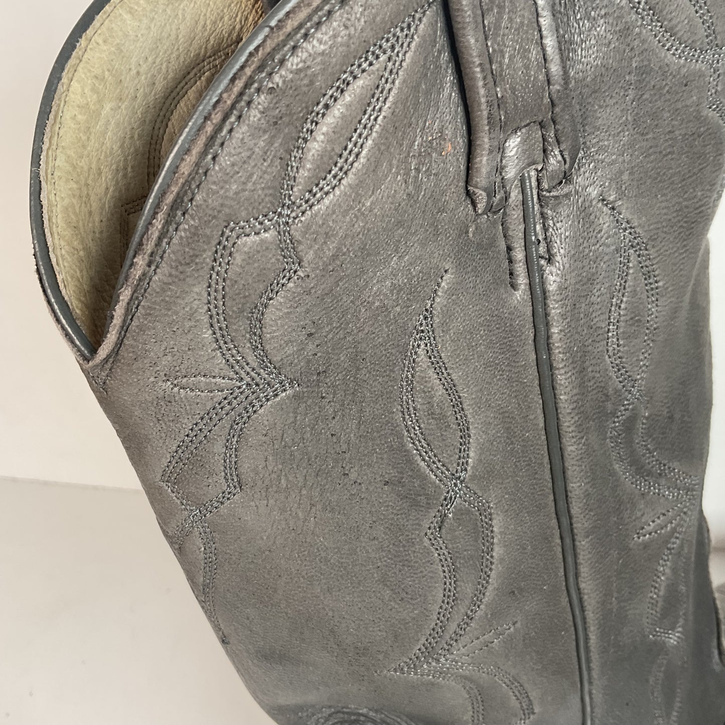 Vintage Dan Post Grey Elk Skin Cowboy Boots 10.5 D USA Made Old Label