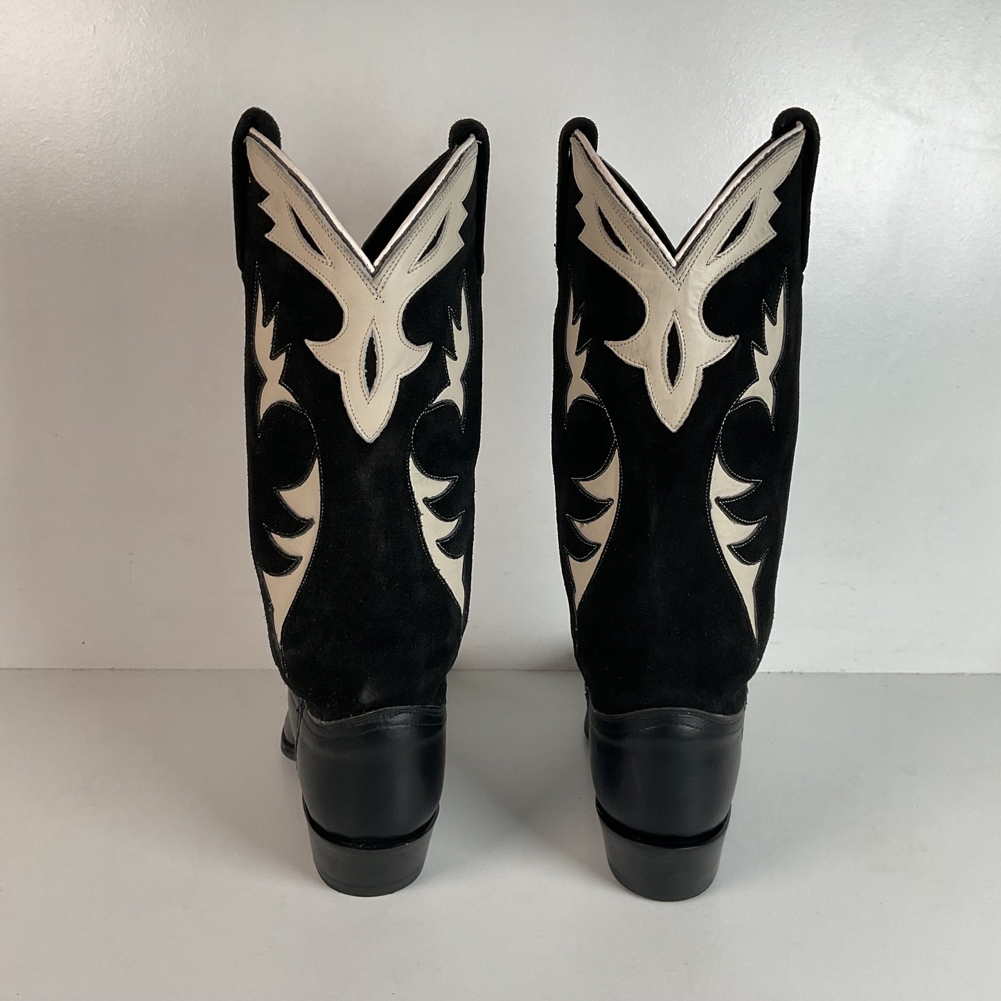 Vintage Dan Post Cowgirl Boots 7 M USA Made Tooled Inlay