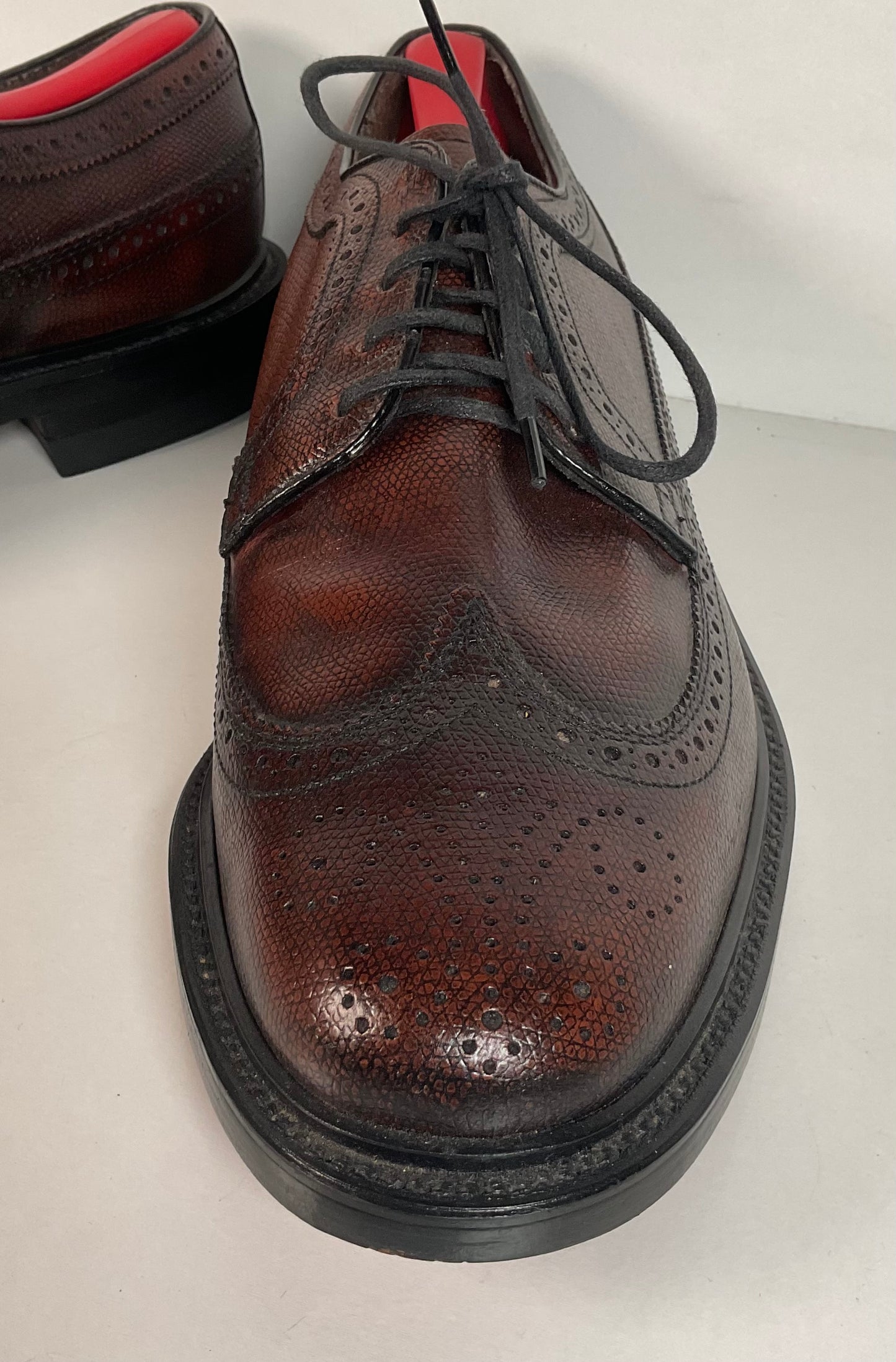Vintage Stafford Longwing Derby Shoes 9.5 EEE Brogue Gunboat New Old Stock