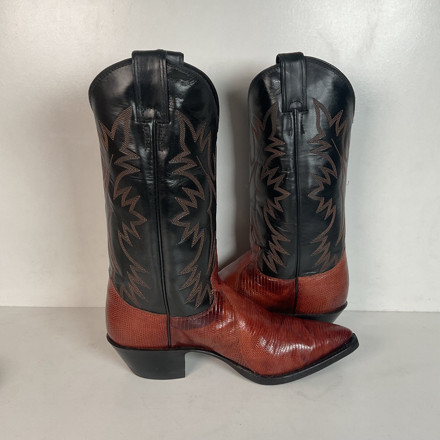 Justin Women’s Snip Toe Lizard Cowgirl Boots 9 B USA Made