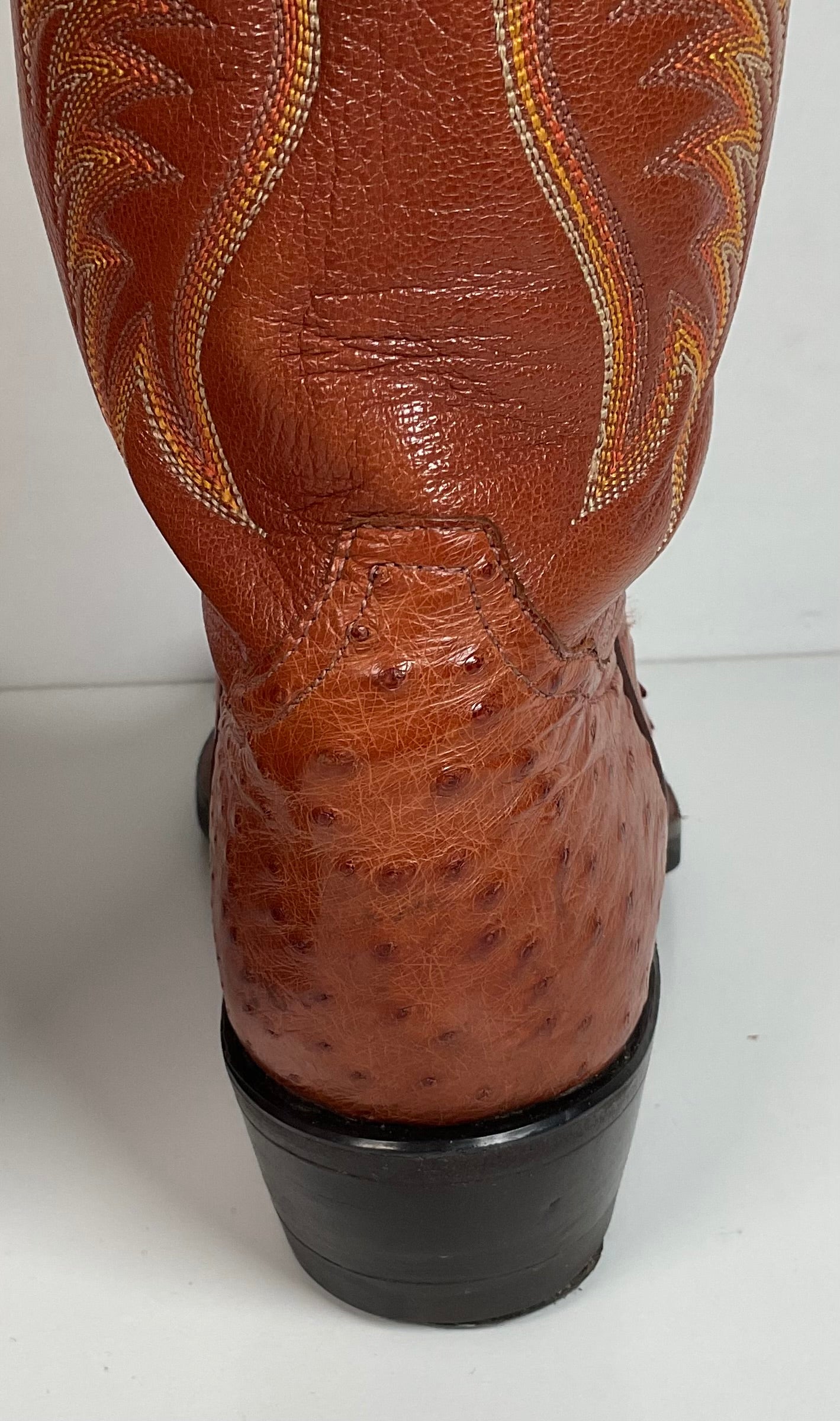 Tony Lama Exotic Full Quill Ostrich Cowboy Boots 8 EE Vibram Work Sole White Label