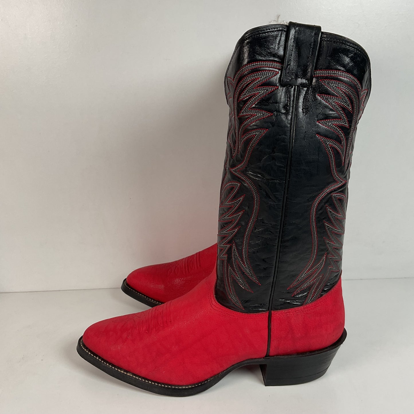 Vintage Nocona Red Water Buffalo Cowboy Boots 10 EE USA Made