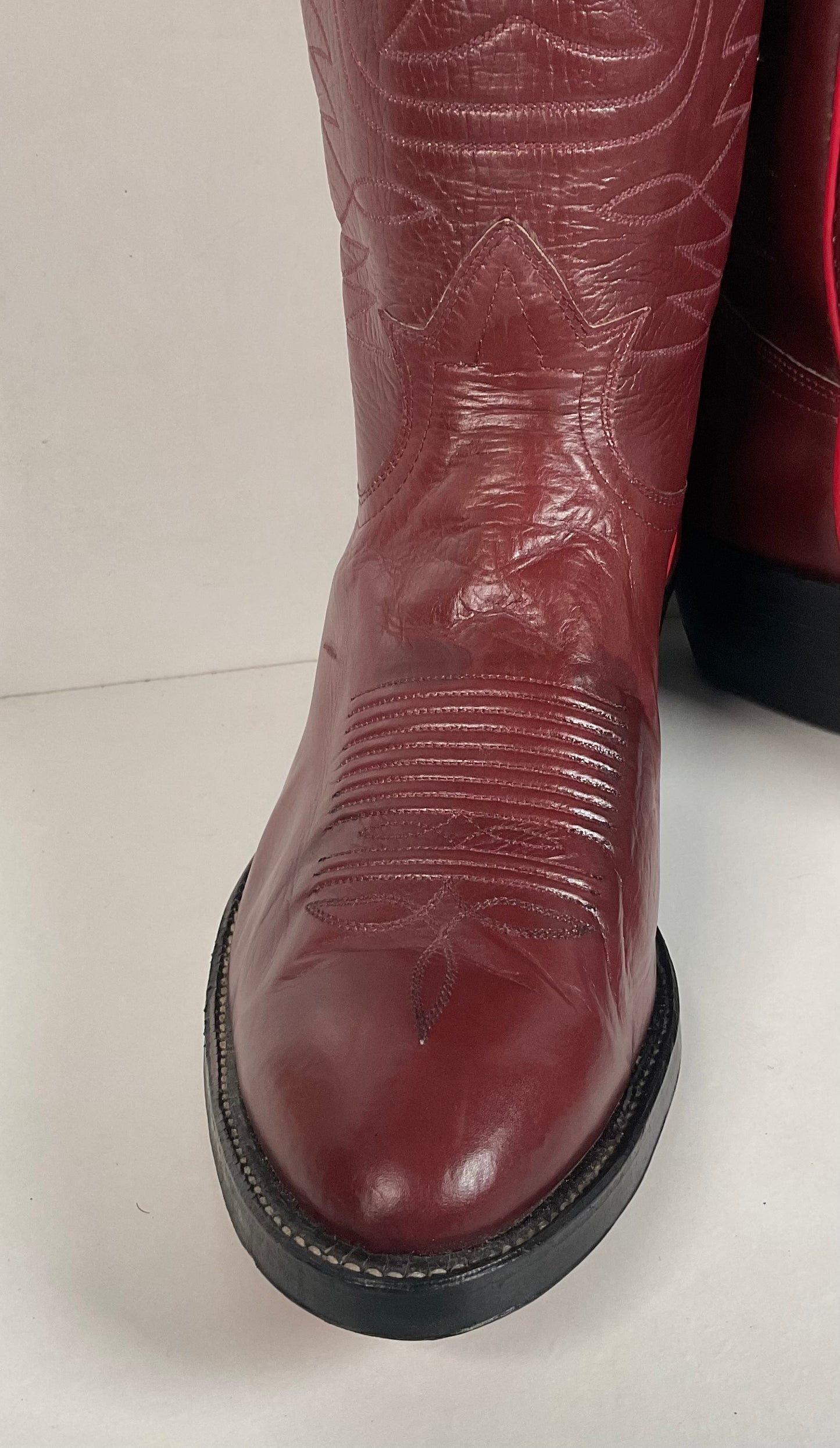 Vintage Tony Lama Red Wine Cowboy Boots Men’s 9 D | Women’s 10 Gold Label