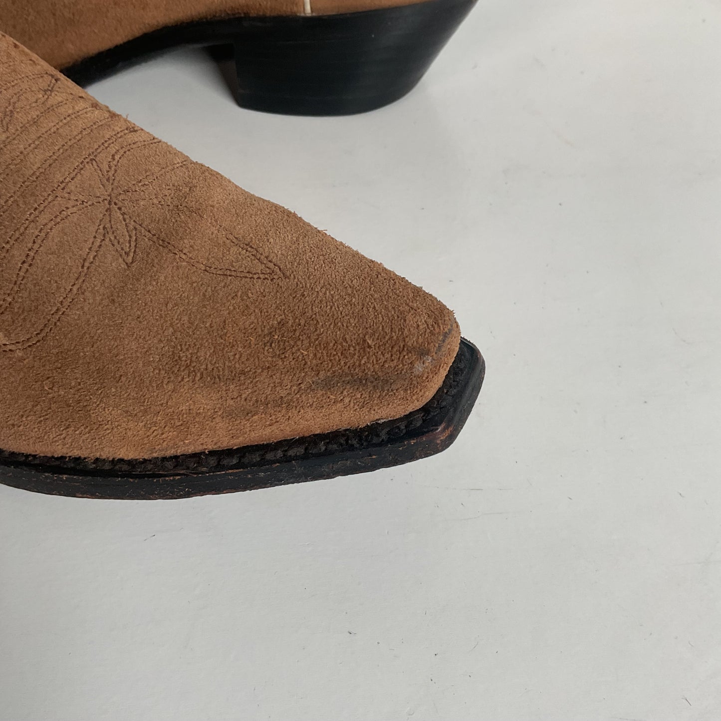 Dan Post Pee Wee Suede Cowgirl Boots 8 M Rough Out Suede